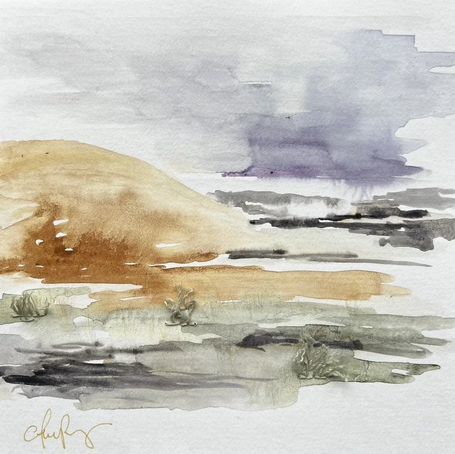 "Vast - One" | Natural inks created from: Mulberry (resilience), red cabbage (prosperity), ninebark (hope), radicchio (perseverance), iron gall (strength) | Artist: Amanda Roy | 2025 | Meditation: "Symphony No. 3" by Roy Harris | 8"x8" natural ink on