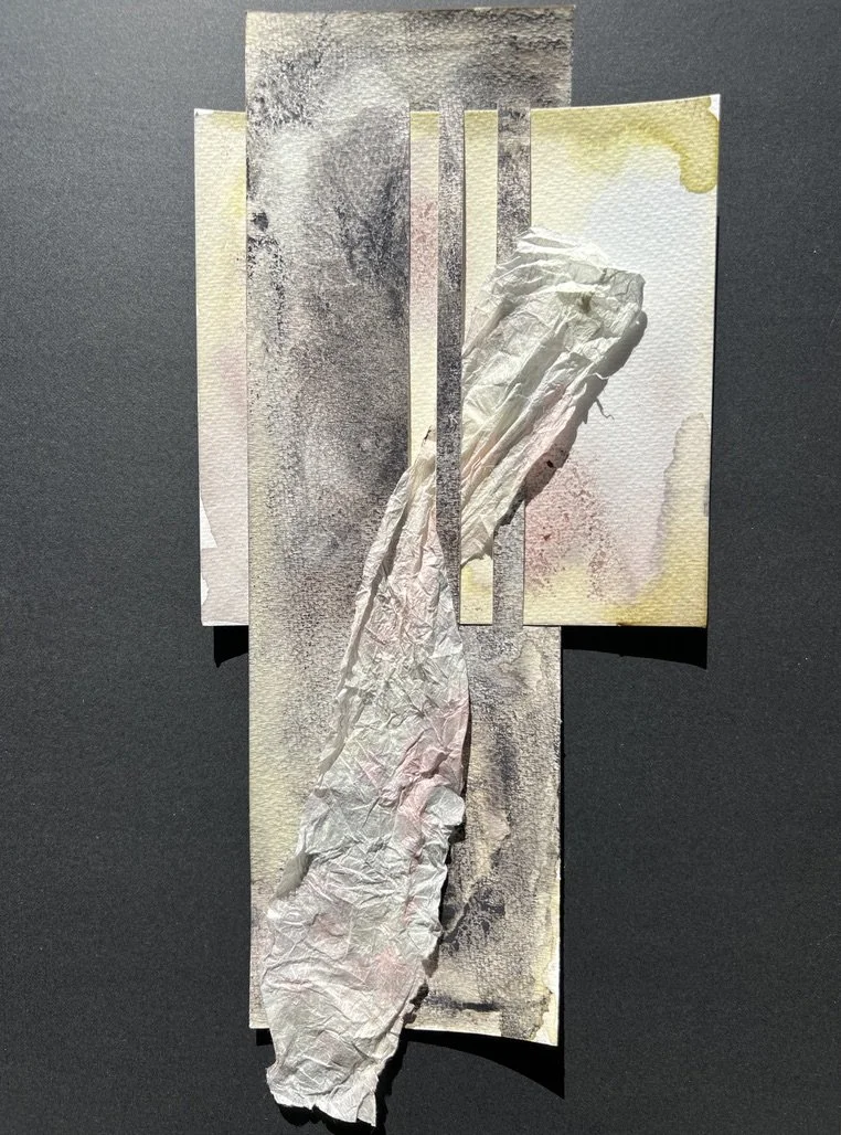 "Obscura IV: Allegro non troppo" | Natural inks created from: Grape hyacinth (resilience), cherry (new beginnings), paperflower (protection) iron gall (struggle and authority) | Artist: Amanda Roy | 2025 | Meditation: "Symphony No. 5" by Dmitri Shost