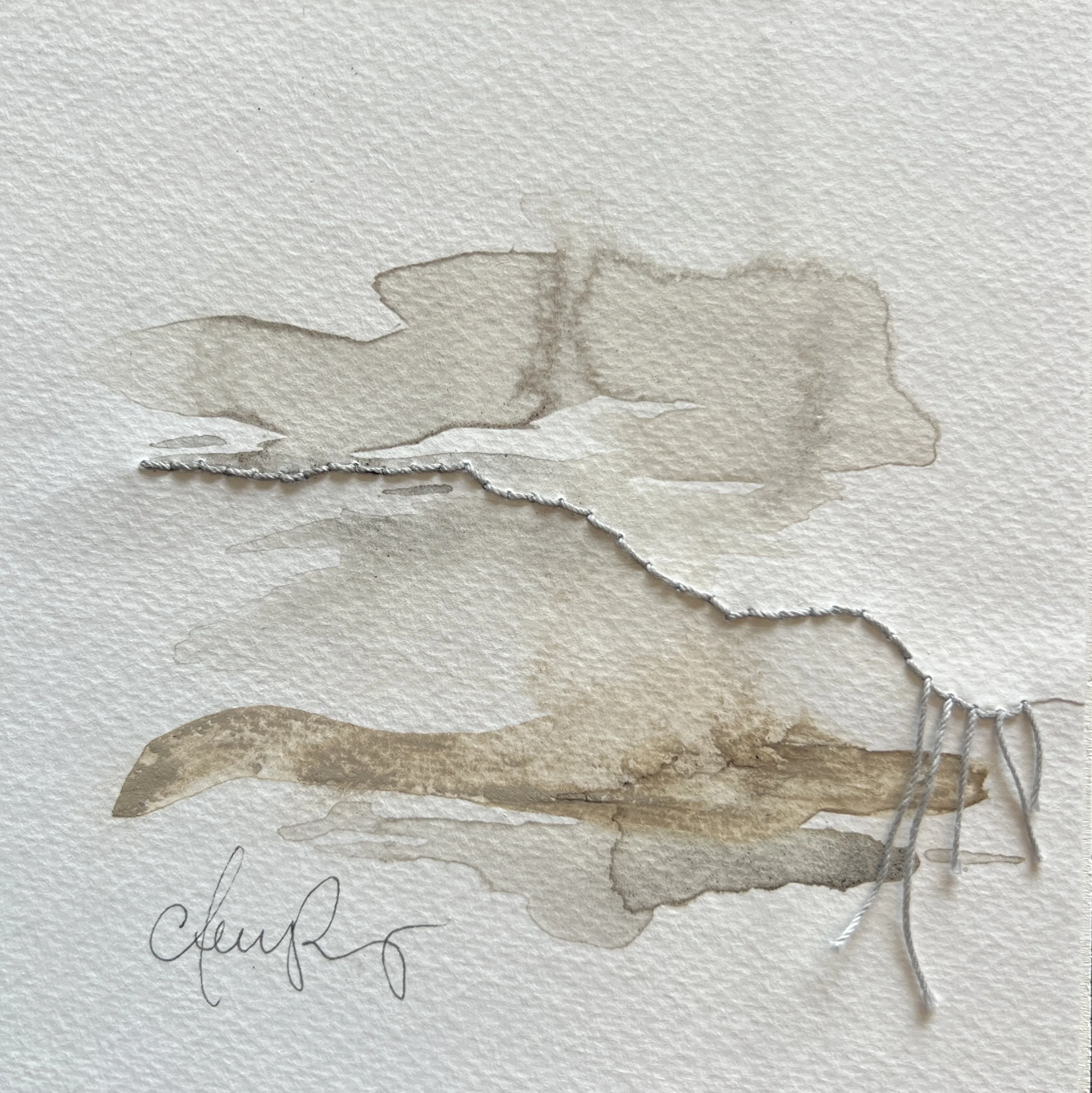 "Stringlines No. 5" | Natural inks created from: Wood ashes (impermanence), coal (destruction, filtering emotional darkness) | Artist: Amanda Roy | 2025 | Meditation: "String Quartet No. 5" by Philip Glass | 8"x8" mixed media on paper, natural inks,