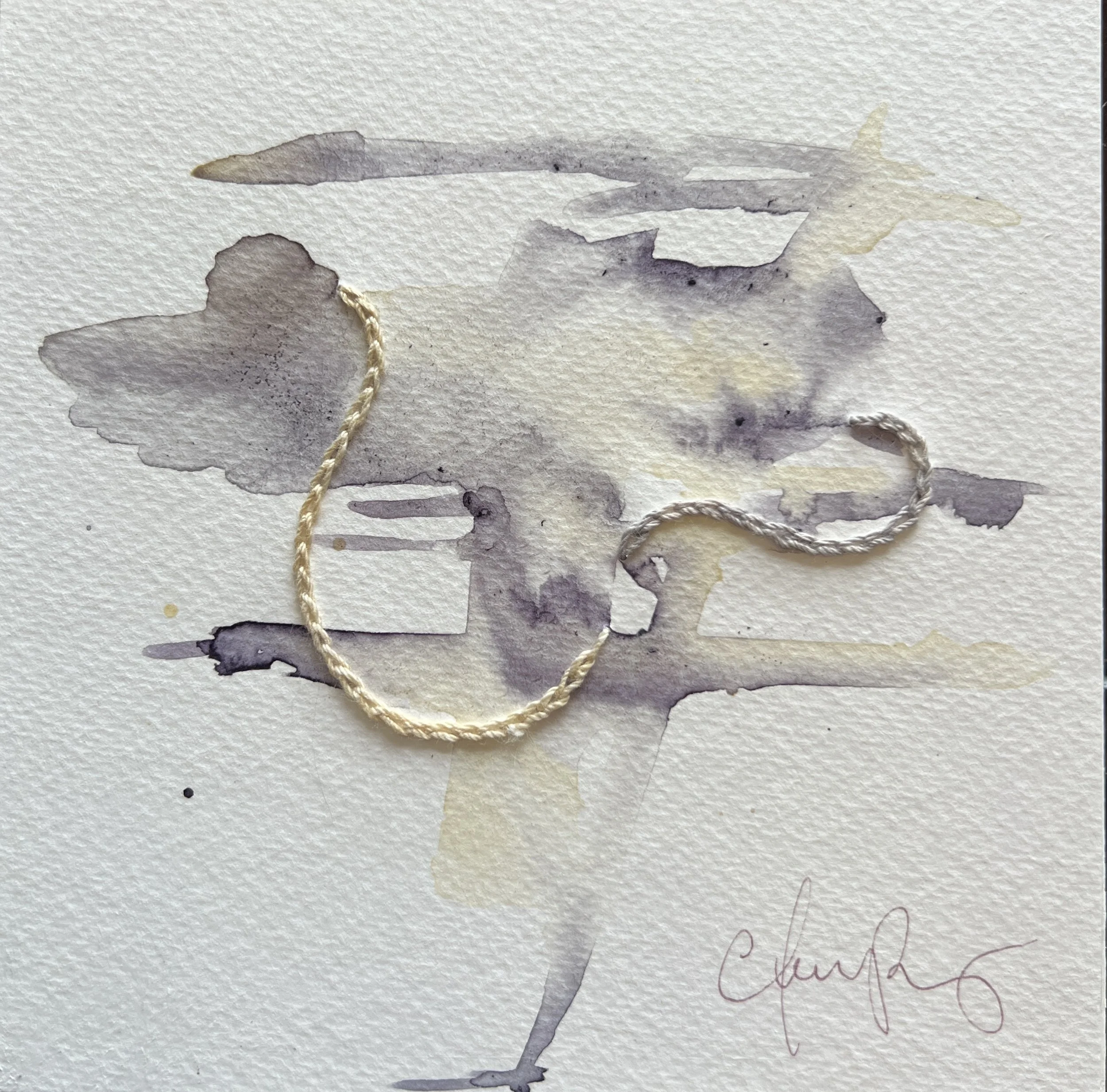 "Stringlines No. 7" | Natural inks created from: Mulberry (rebirth, clarity, transcendence), blackberry (protection), yellow onion skins (inner truth, protection) | Artist: Amanda Roy | 2025 | Meditation: "String Quartet No. 7" by Philip Glass | 8"x8
