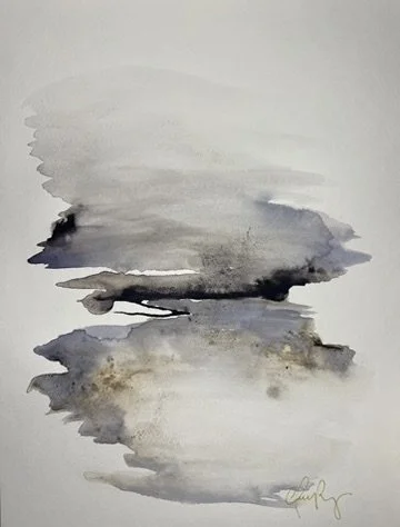 "Surge Part I: Passacaglia" | Natural inks created from: Iron gall (weight and time),
Wood ashes (memory),
Blackberry (protection) | Artist: Amanda Roy | 2024 | Meditation: "Symphony No. 3" by William Schuman | 12"x9" natural ink on paper| $400, fram