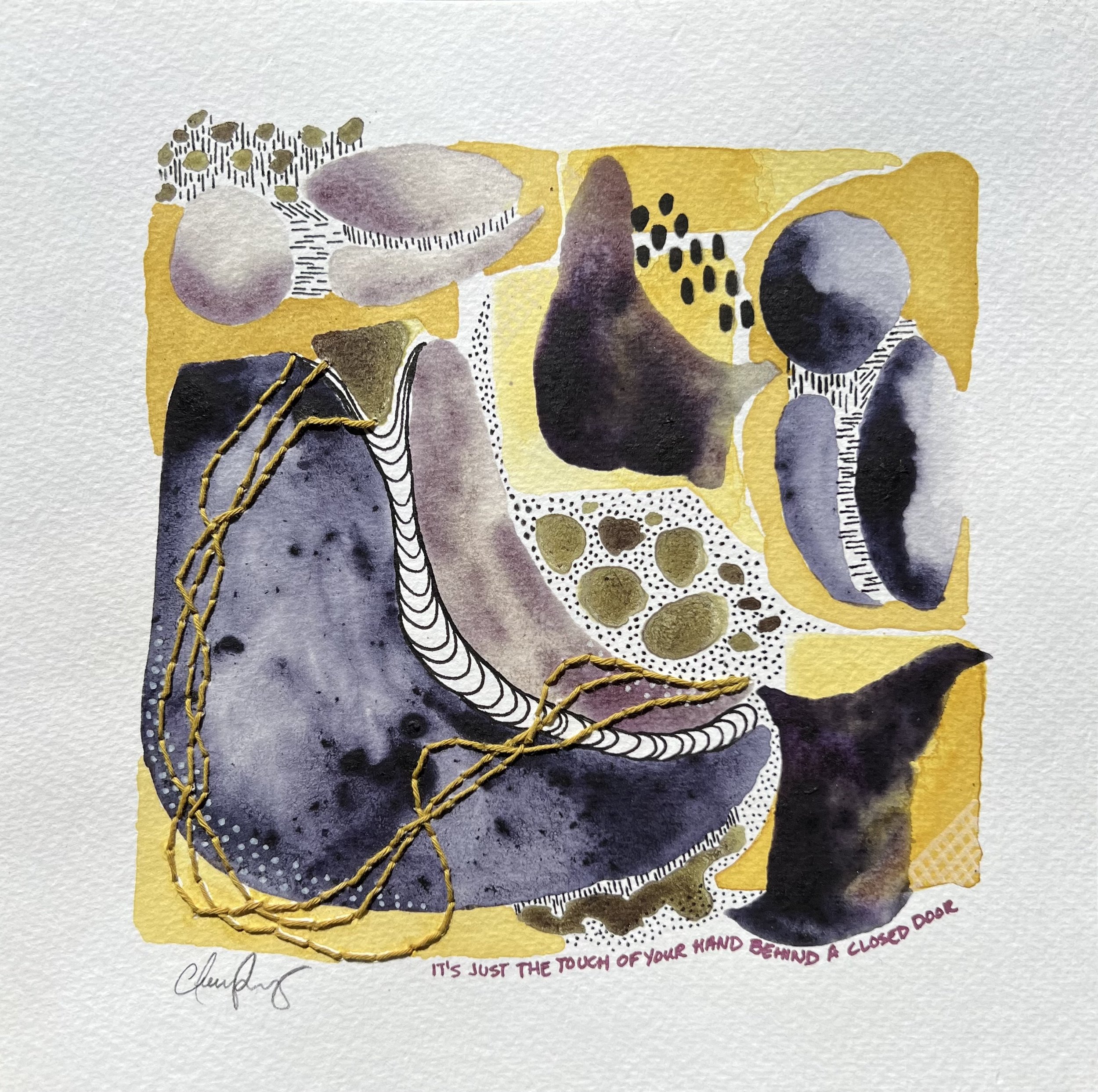 "Only You" | Natural inks created from: Ninebark (love/hope), Red Onion (desire), Mulberry (patience/growth), Plum (courage), Indiana Sand Cherry (resilience) | Artist: Amanda Roy | 2023 | Meditation: "Only You" by Yazoo | 8"x8" mixed media on paper 