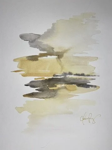 "Surge Part I: Fugue" | Natural inks created from: Iron gall (progress)
Ninebark (hope)
Pine needle (nature’s resilience)
 | Artist: Amanda Roy | 2024 | Meditation: "Symphony No. 3" by William Schuman | 12"x9" natural ink on paper| $400, framed.