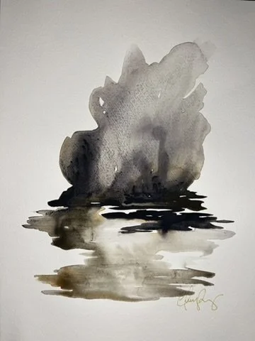 "Surge Part II: Chorale and Toccata" | Natural inks created from: Iron gall (weight and time)
Ninebark (hope and spiritual renewal)
| Artist: Amanda Roy | 2024 | Meditation: "Symphony No. 3" by William Schuman | 12"x9" natural ink on paper| $400, fr