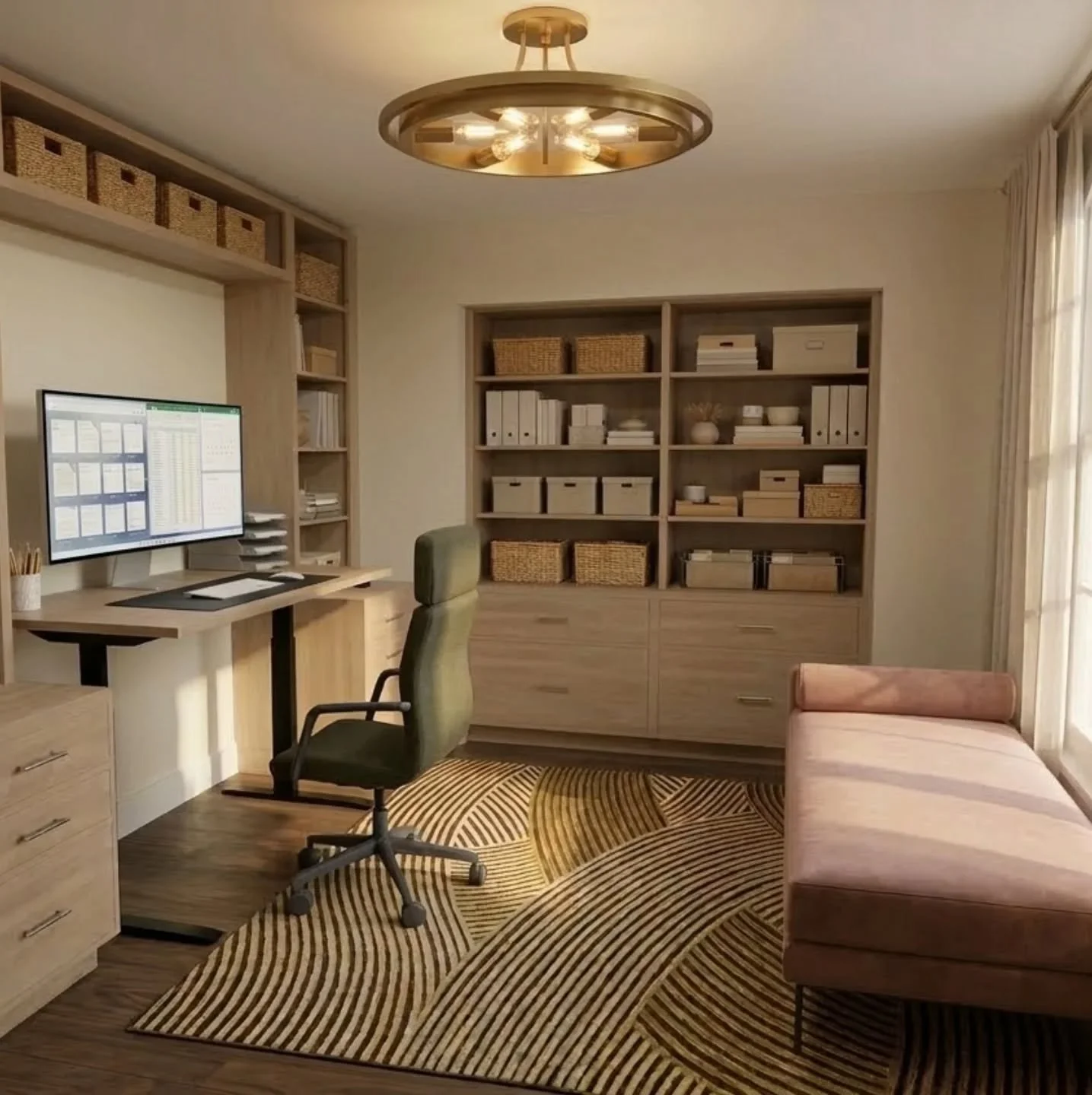 I&rsquo;m so excited about this office design we&rsquo;ve been developing over the past month (along with a few other spaces in the home).

These renderings bring the concept to life, and I&rsquo;m especially excited about the standing desk integrate