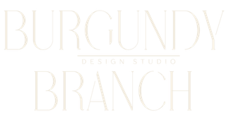 Text reading 'Burgundy Branch Design Studio' on a black background