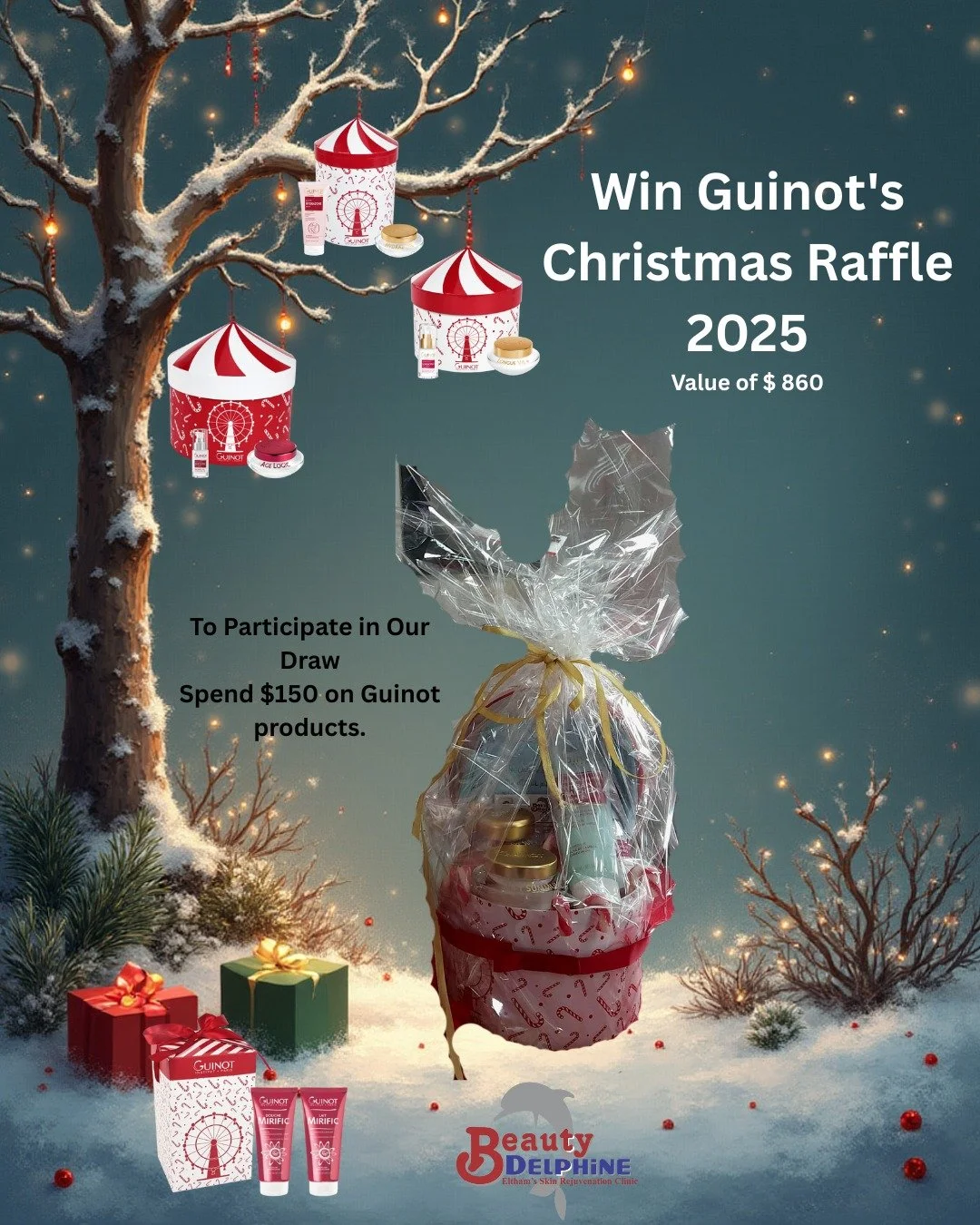🎅As we near the end of the year, we&rsquo;re excited to announce our 2025 Guinot Christmas raffle, featuring an incredible total prize value of $859! This includes $734 worth of luxurious products and an exclusive 50% discount on a highly Rejuvenati