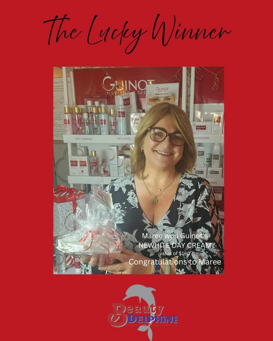 ✨Congratulations to Maree for winning Guinot's Hydrating Vitamin C Newhite Cream SPF30. 

🌺From July to October 2025, everyone who bought a course of 4 Visible Age Reverse Treatments entered our draw to win Guinot's Newhite Day Cream. Maree was the 