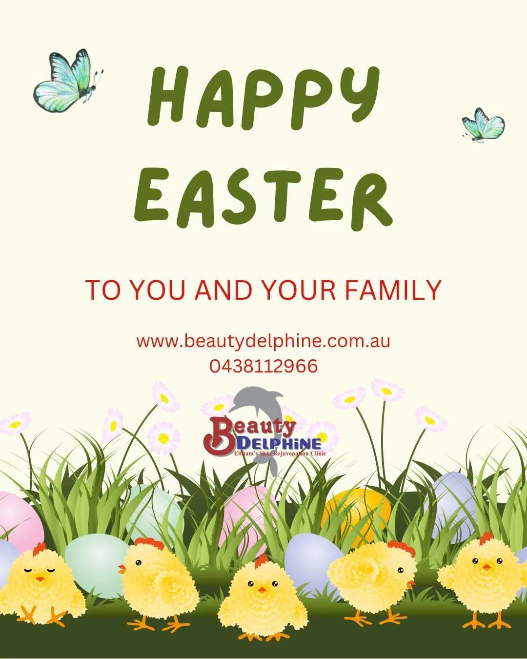 🐰The clinic is closed during Easter and re-opens on Wednesday 8th April .

🐥Astrid from Eltham's Skin Rejuvenation Clinic sends warm wishes for a joyful Easter! Please note that our clinic will be closed during this festive period, but will gladly 