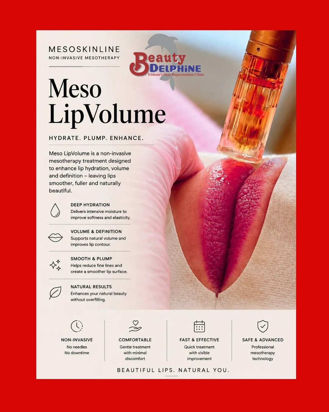 💋Beautiful lips begin with hydration ✨

✨Our non-invasive Meso Lip Volume treatment is designed to support lip hydration, smoothness and definition through advanced mesotherapy technology.

💋By delivering carefully selected active ingredients to th