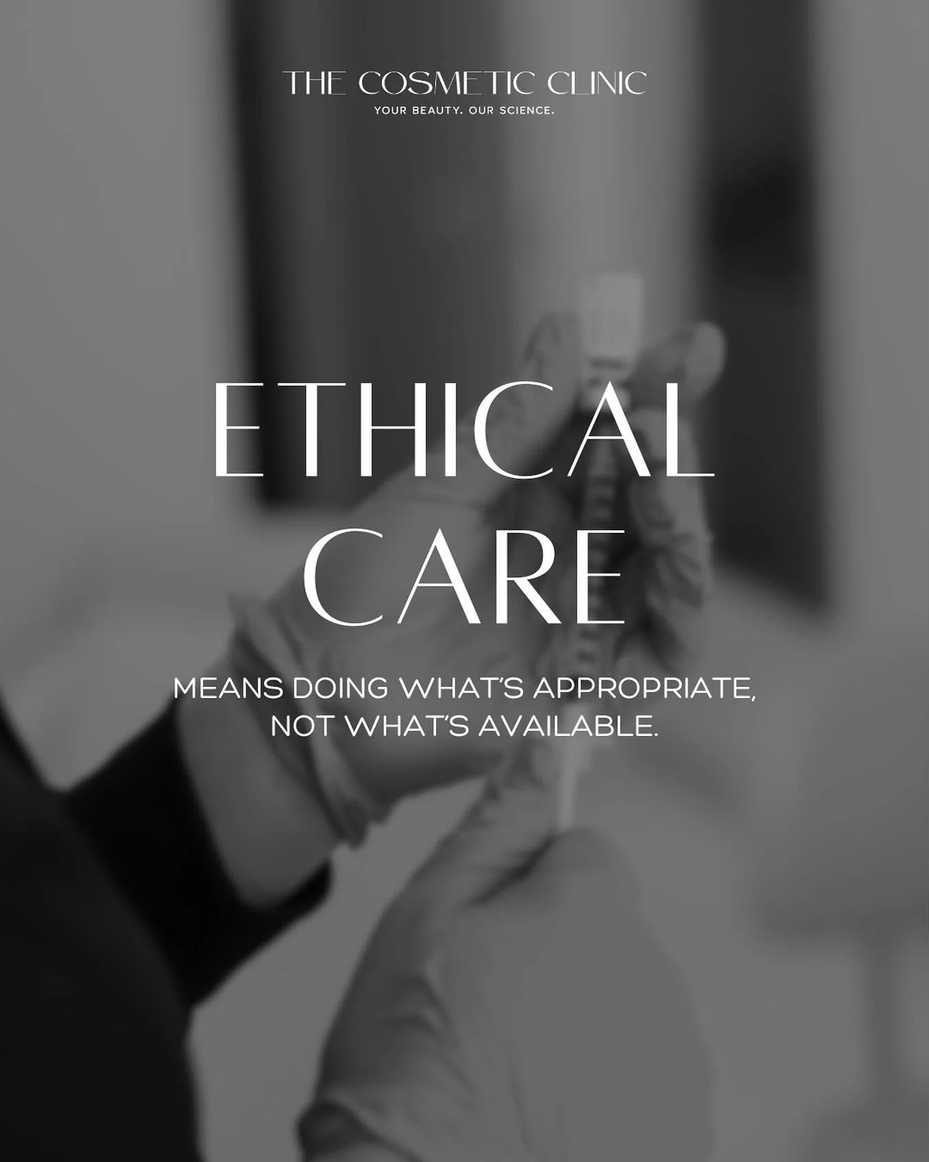 Ethical aesthetic care means doing what&rsquo;s appropriate, not what&rsquo;s available. 

Sometimes that means treating. 

Sometimes it means waiting. 

Sometimes it means saying no. 

You deserve care guided by ethical practice, safety, strong clin