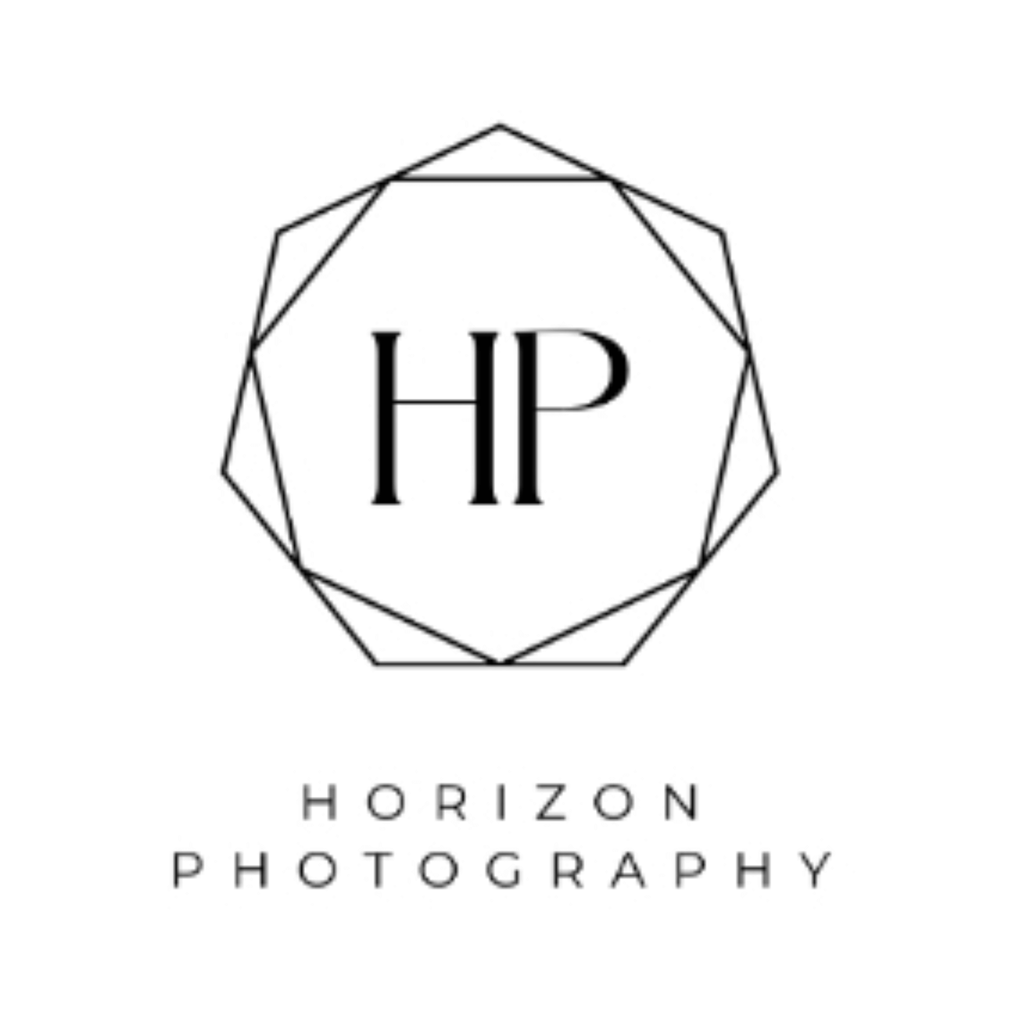 Horizon Photography logo with geometric shape and text