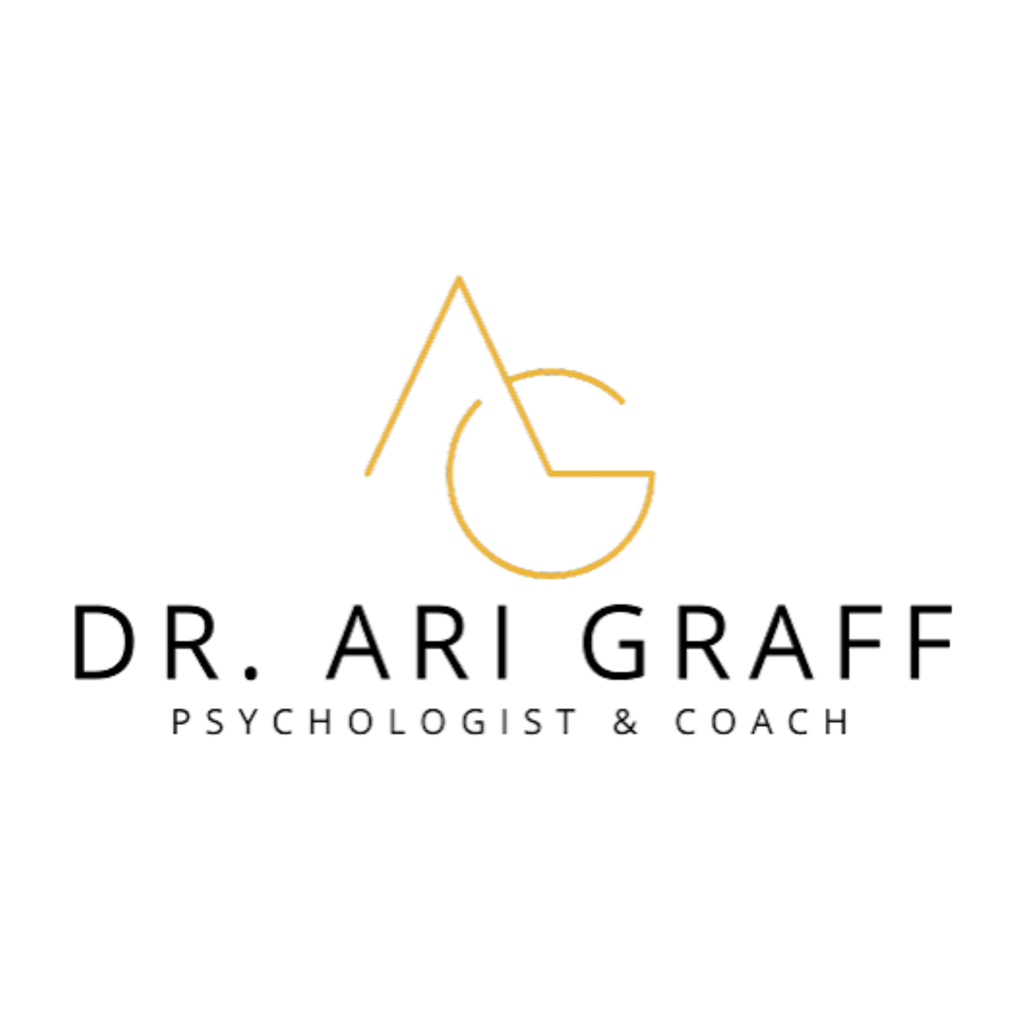 Logo for Dr. Ari Graff, psychologist and coach, with a stylized gold triangle and semicircle design.