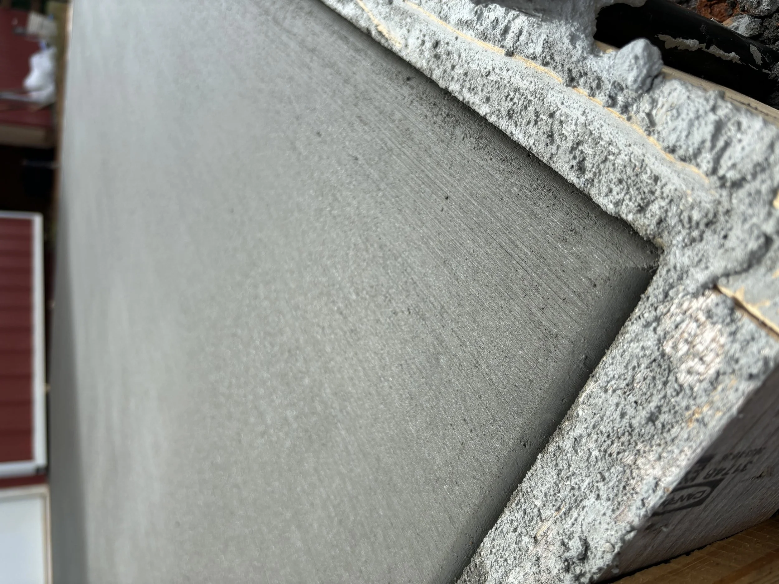 Close-up of freshly poured concrete slab