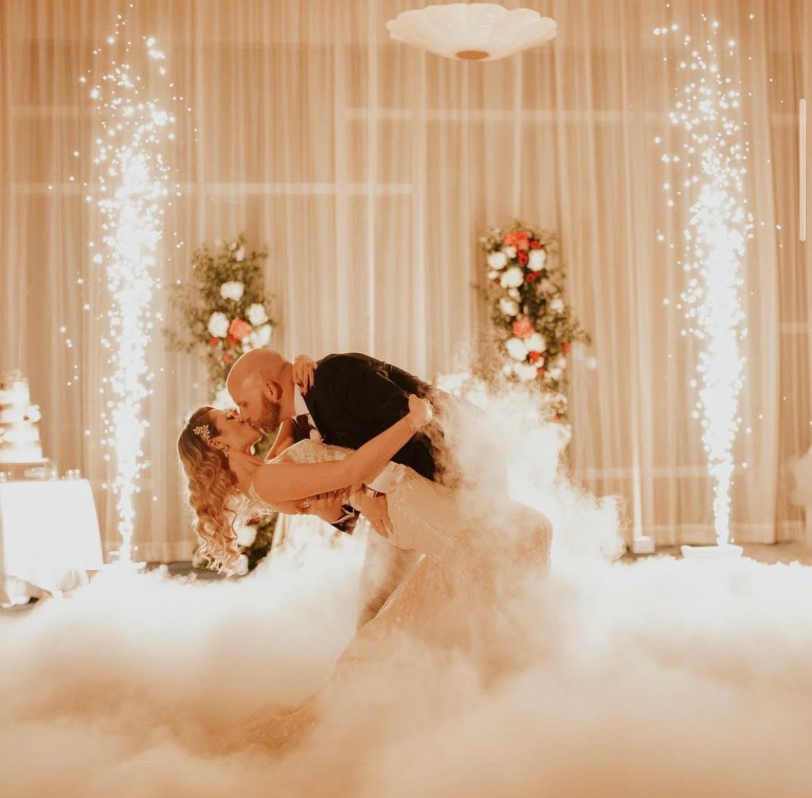 DJ Cory Barron indoor sparkler fountains Opal Sands Sol wedding.JPG