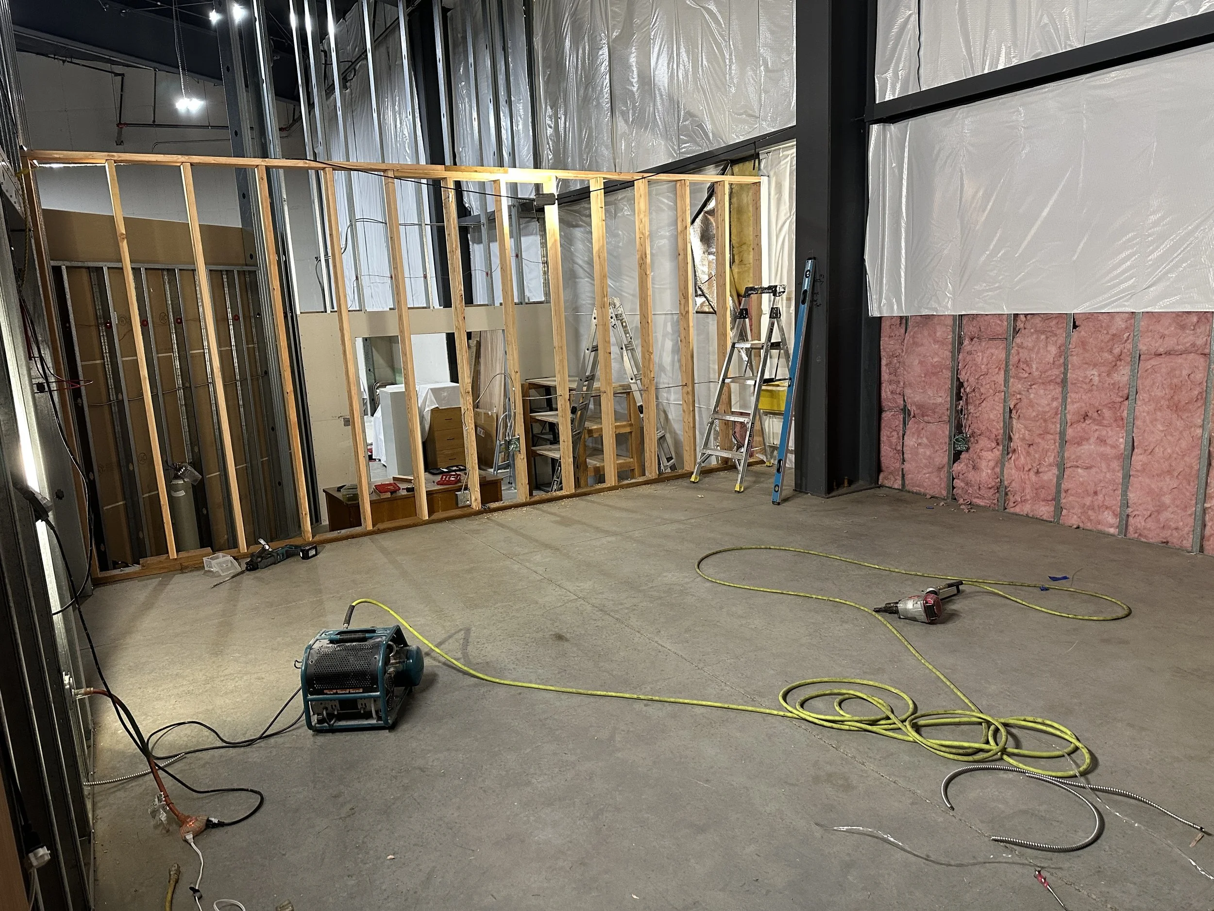 Adding stud walls backstage