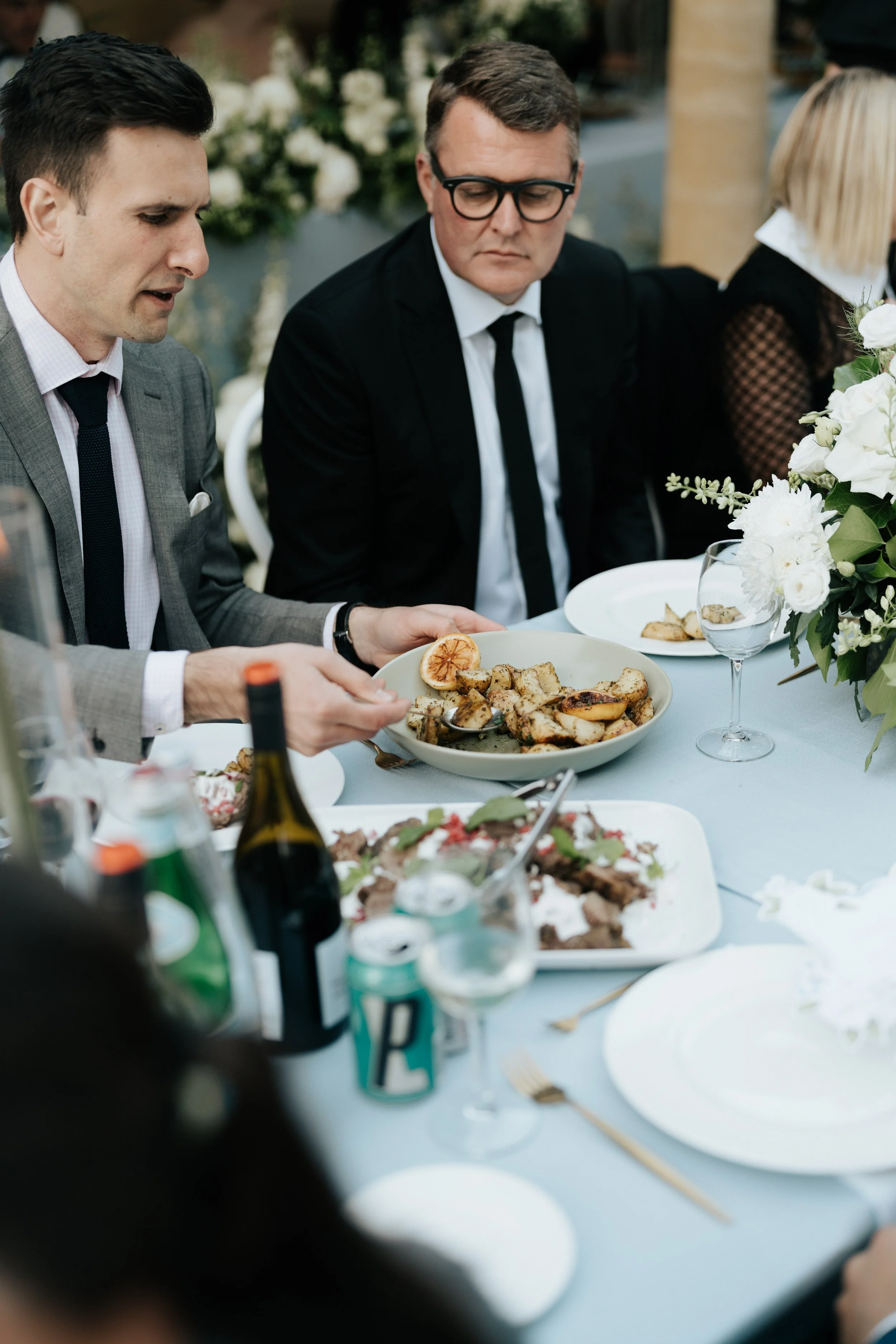 Shared catering plates that encourage guests to enjoy a variety of dishes