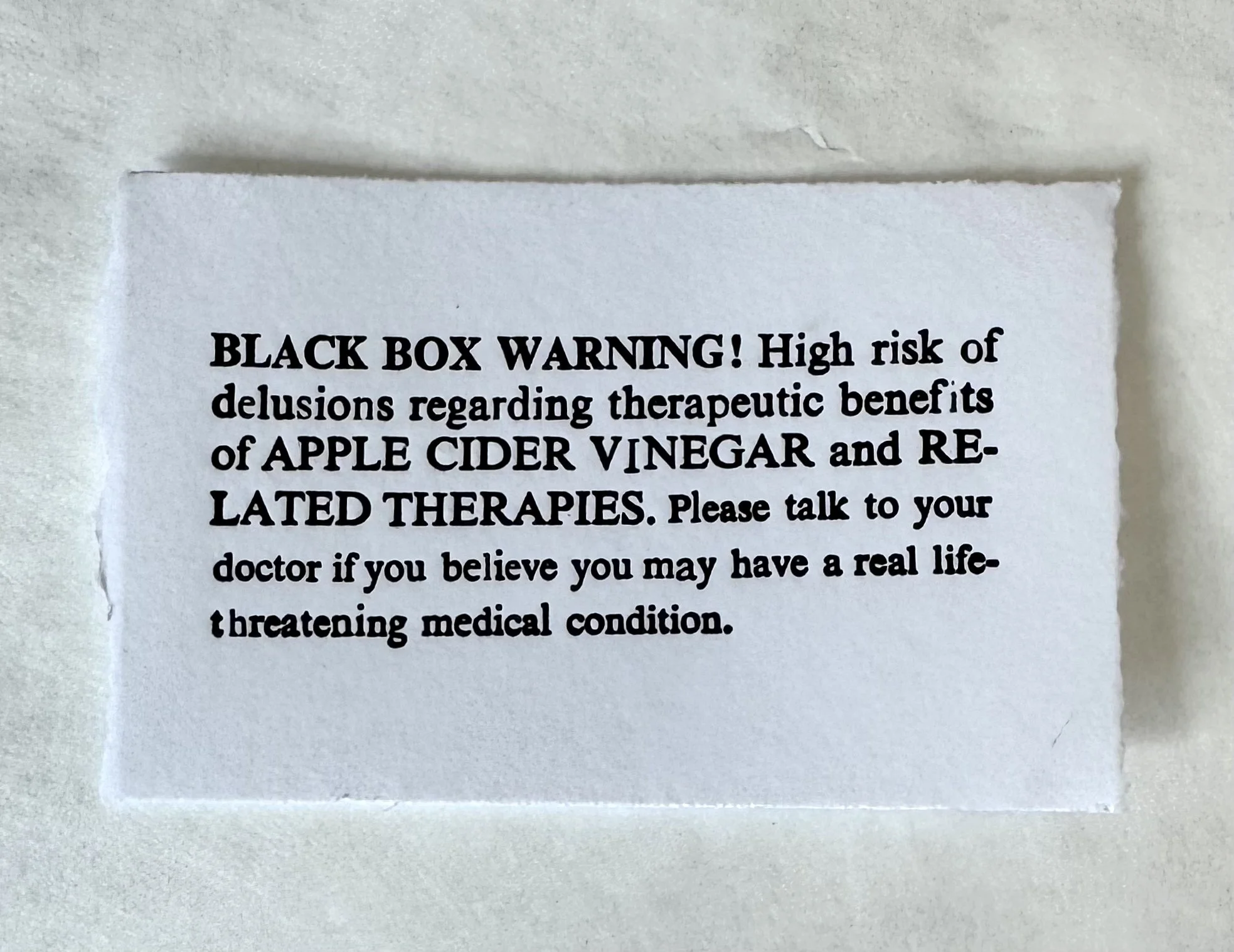 "Panacea", Letterpress
