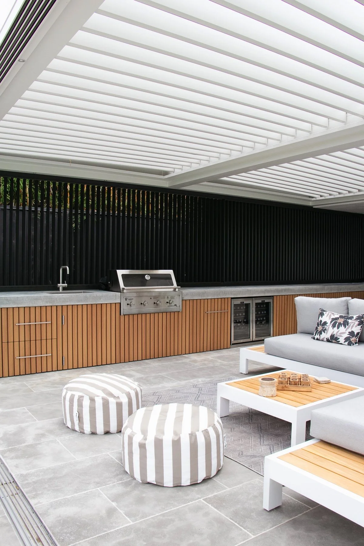 Premium outdoor BBQ and cabinetry detail, luxury landscaping project Burraneer Sutherland Shire NSW