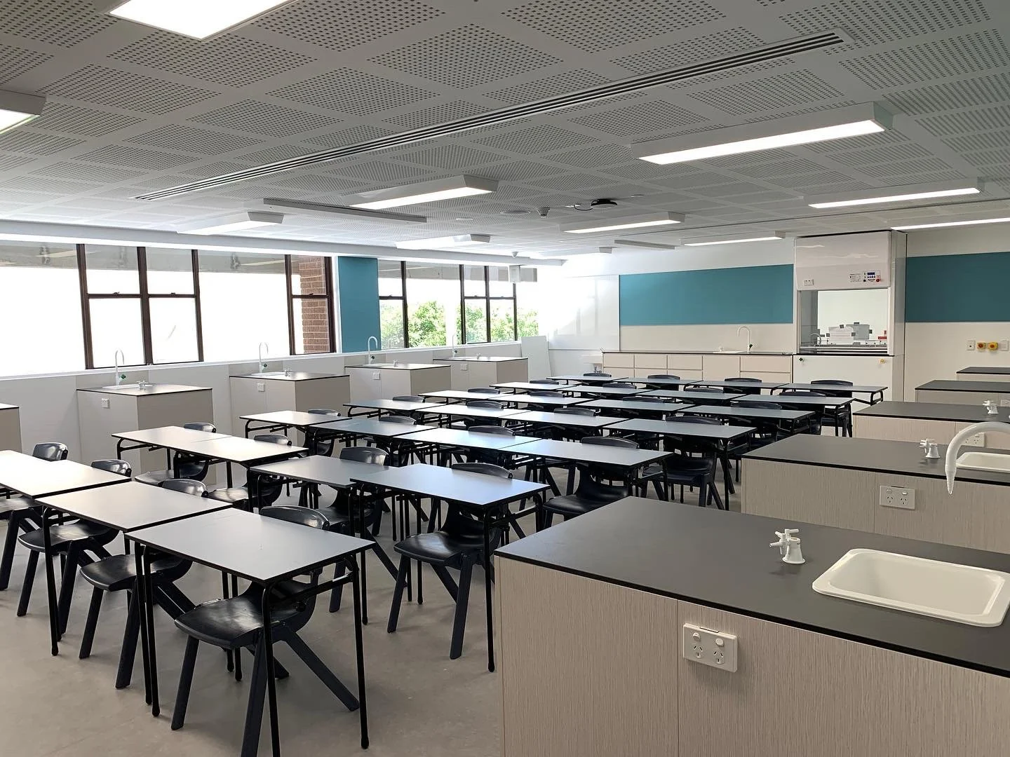 Commercial Air Conditioning in a bright classroom laboratory. Sydney, NSW