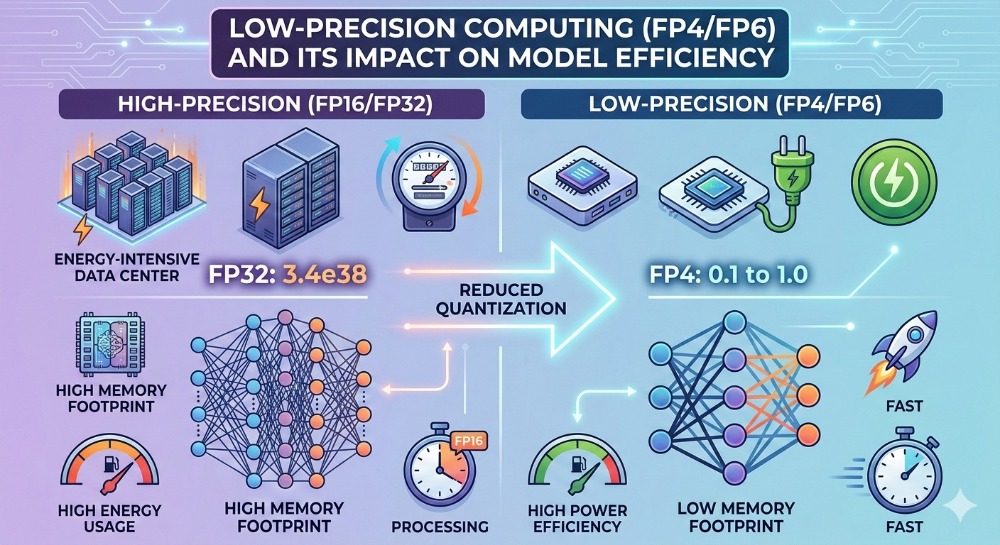 Low-Precision Computing (FP4/FP6) and Its Impact on Model Efficiency