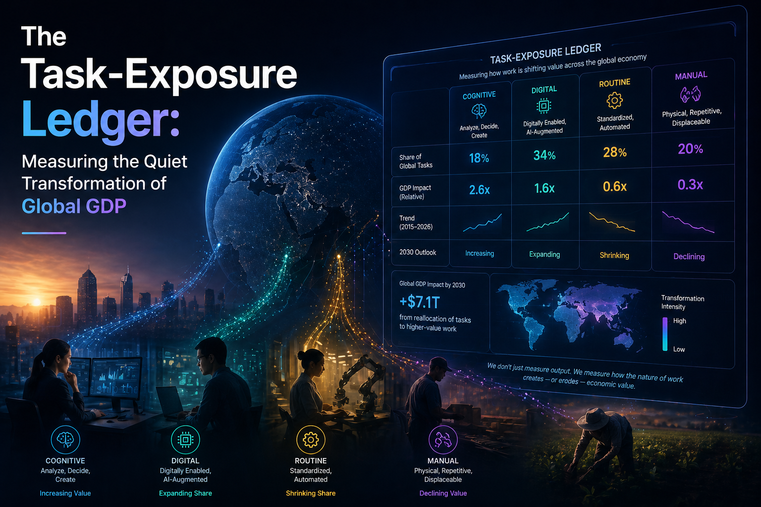 The Task-Exposure Ledger: Measuring the Quiet Transformation of Global GDP