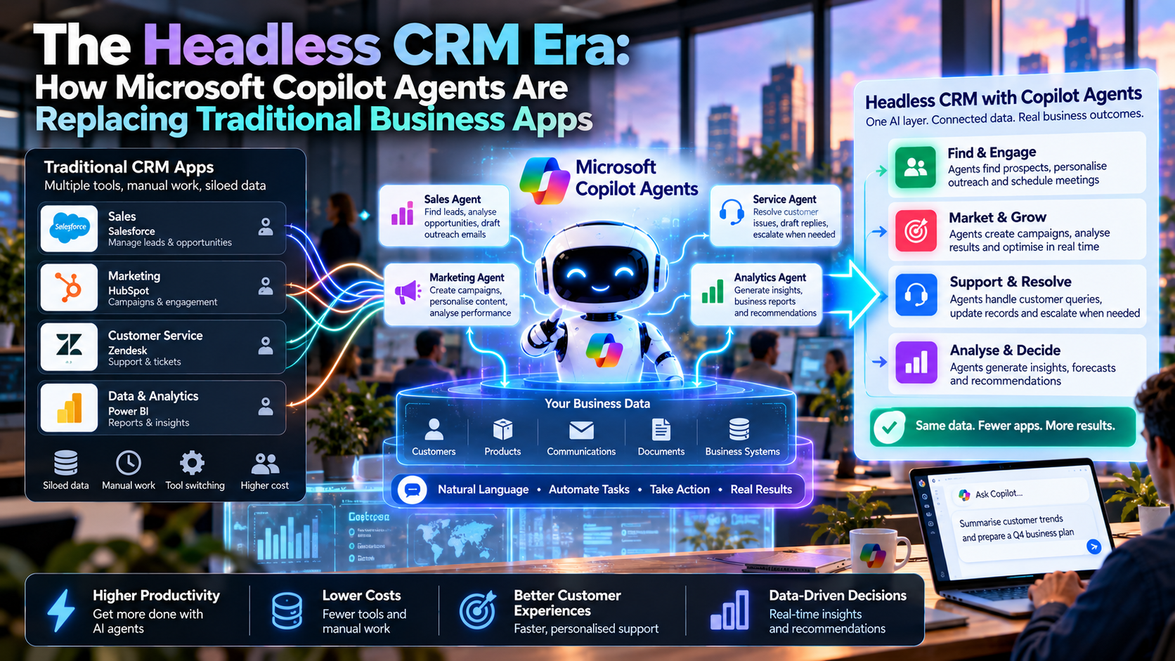 The Headless CRM Era: How Microsoft Copilot Agents Are Replacing Traditional Business Apps