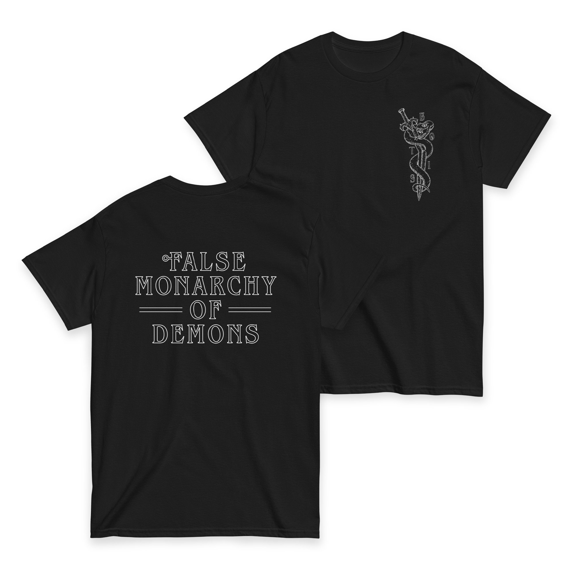 The False Monarchy hand illustrated streetwear demon apparel Botis t-shirt