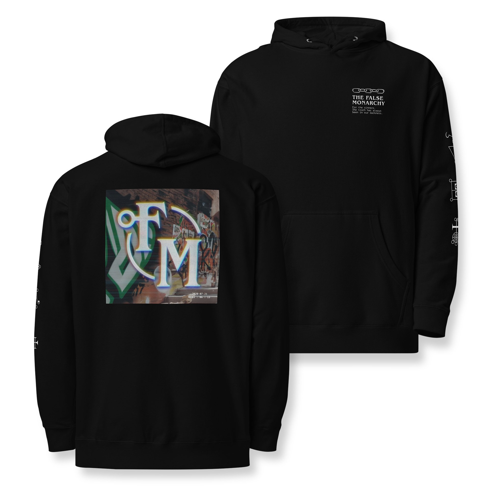 The False Monarchy occult street style fashion dark occult graphic spooky sigils hoodie