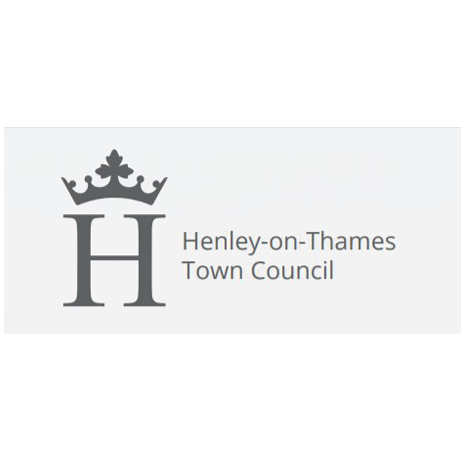 Logo of Henley-on-Thames Town Council with a large letter H topped by a stylized crown and the council's name written next to it.