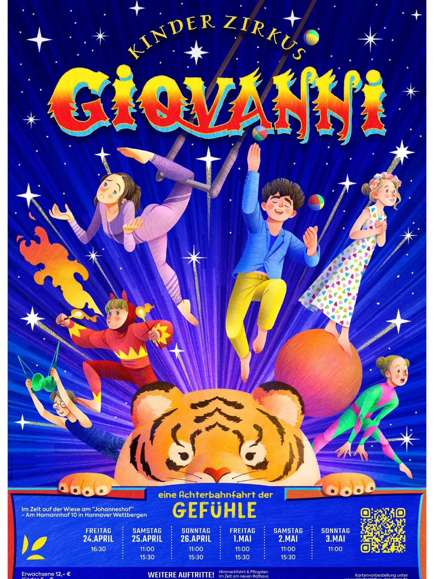 Tickets in K&uuml;rze erh&auml;ltlich 🎪⚡️🎪⚡️🎪
F&uuml;r unsere Auftritte
in Hannover Wettbergen:
Freitag, den 24.4.  16:30
Samstag, den 25.4.  11:00 und 15:30
Sonntag, den 26.4.  11:00 und 15:30
 
Freitag, den 1.5.  11:00 und 15:30
Samstag, den 2.5