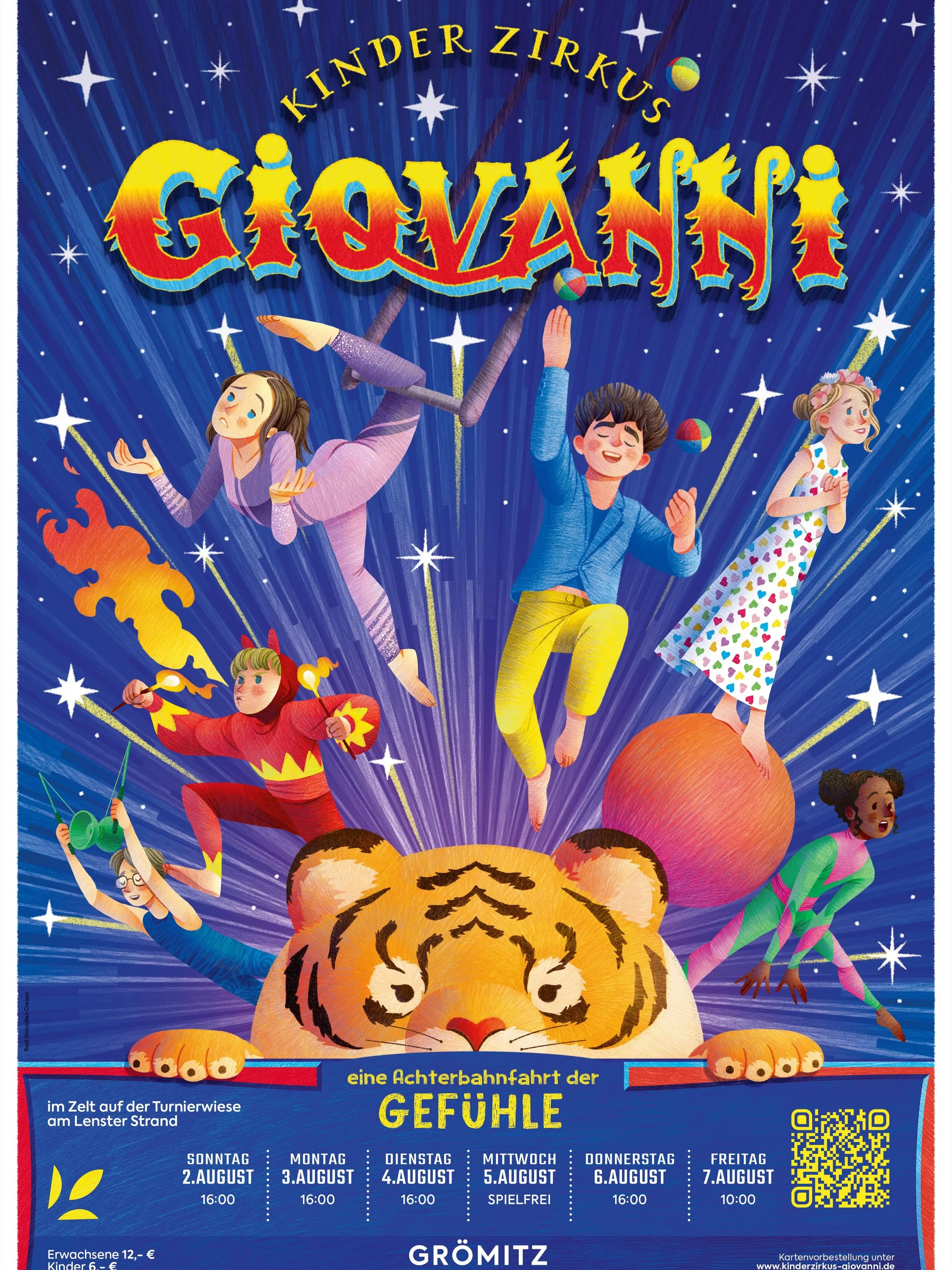 2-7.August in Gr&ouml;mitz 🎪 ab sofort Tickets unter www.kinderzirkus-giovanni.de