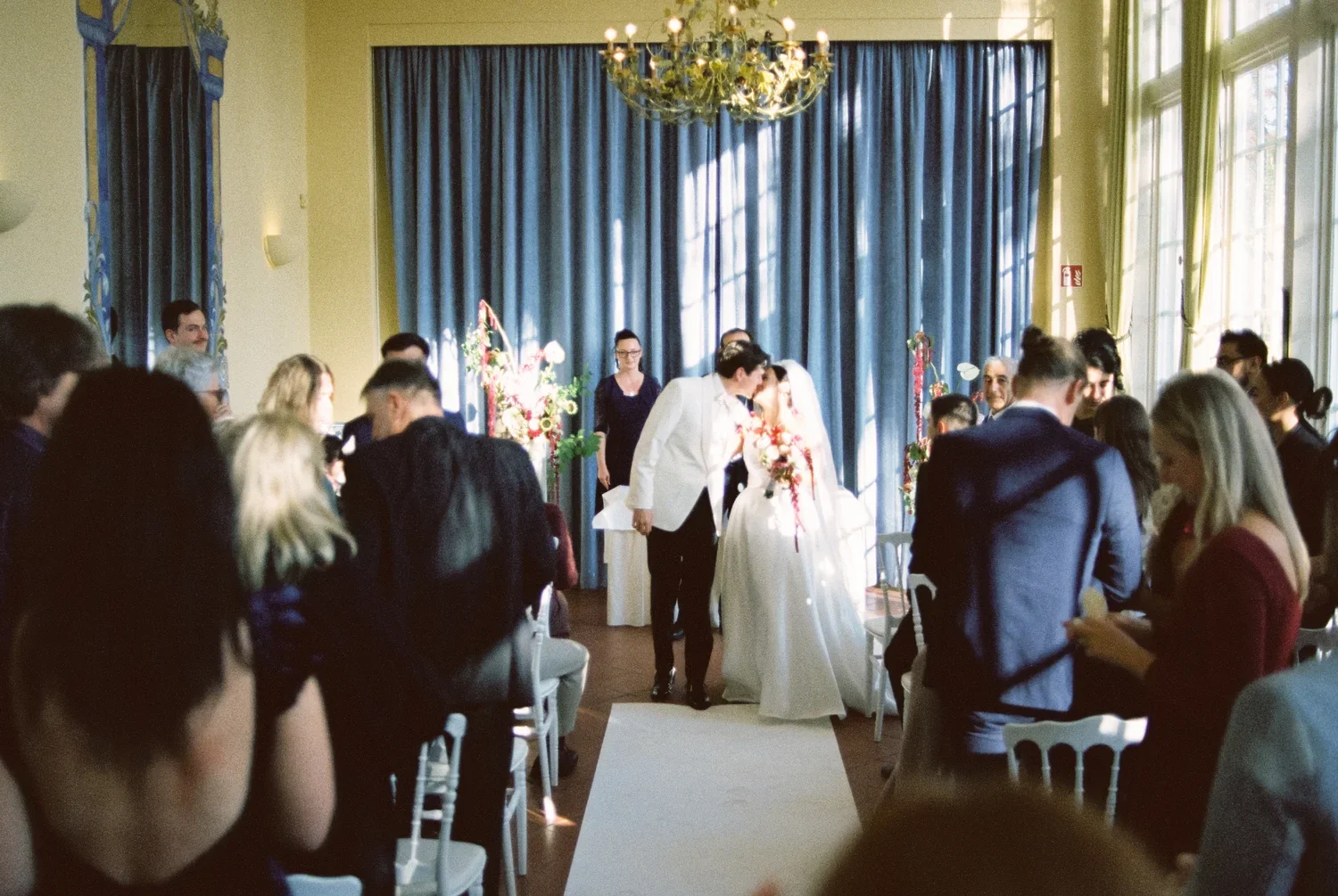 The first kiss during a ceremony at Schloss Lübbenau, documentary 35mm film.