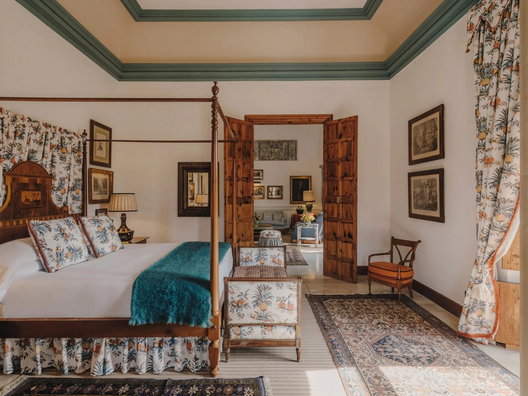 Elegant room at Grand Hotel Son Net in Mallorca with soft natural light and views of the Tramuntana mountains.