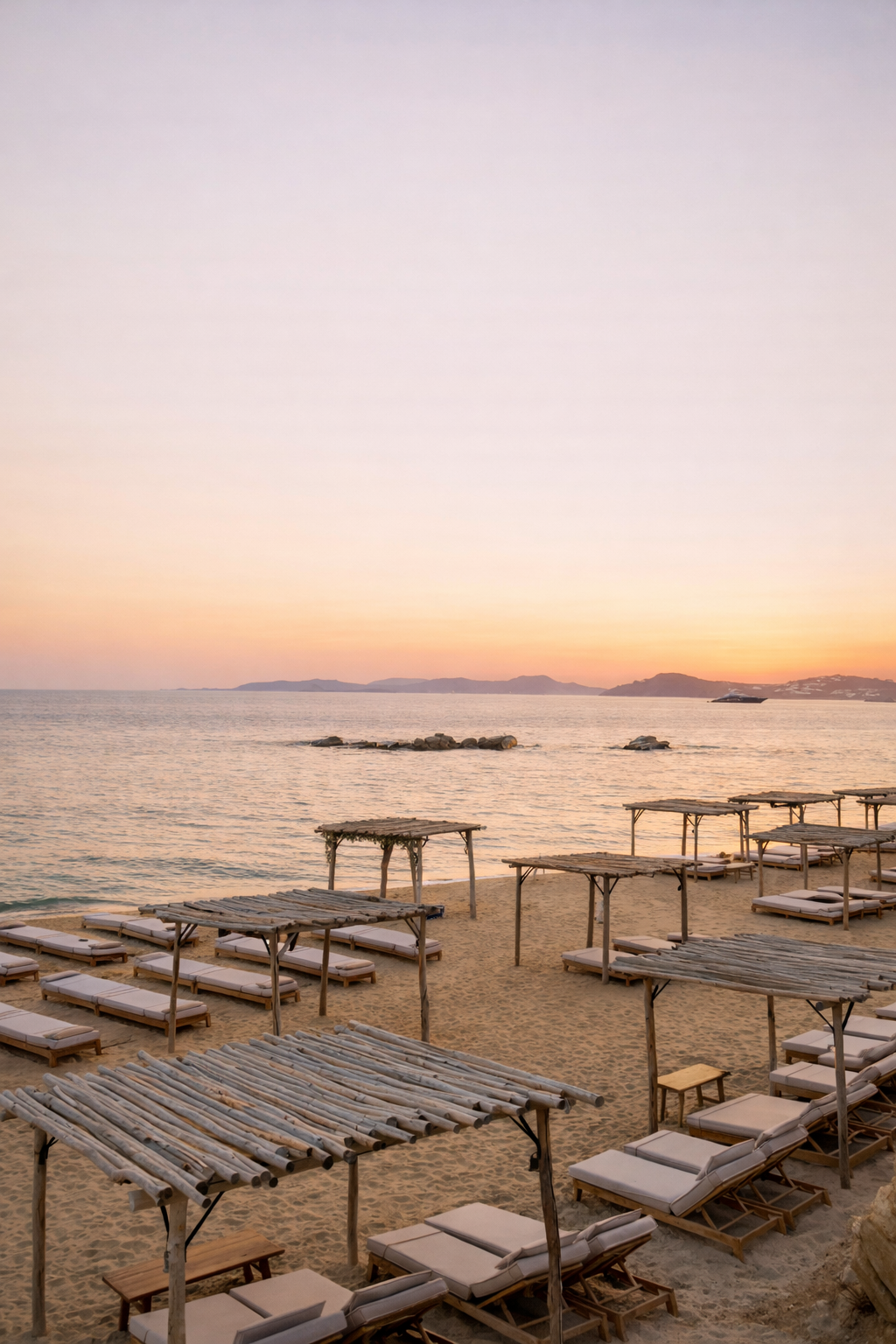 mykonos sunset sea view from a beach club