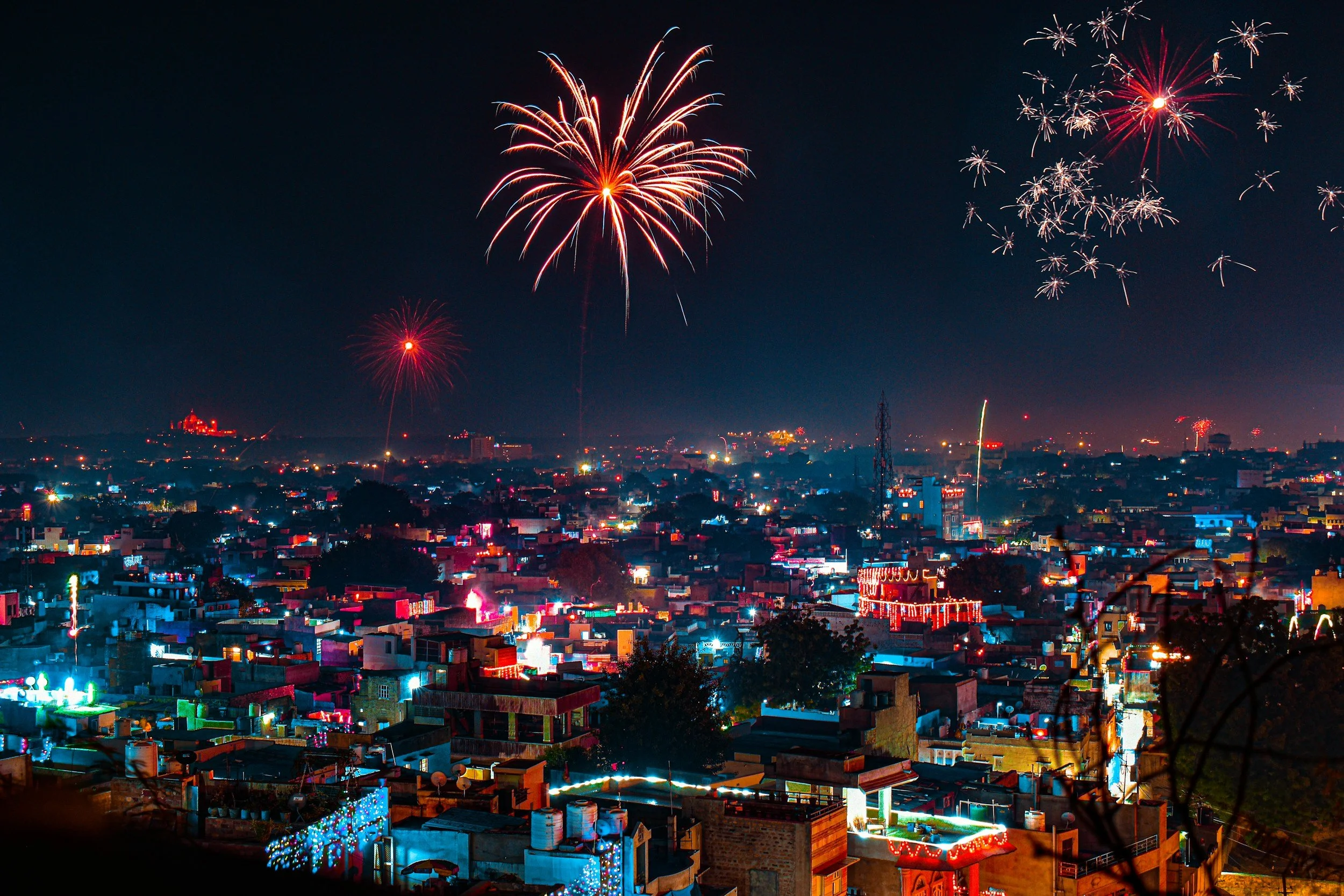 fireworks in the sky for diwali india