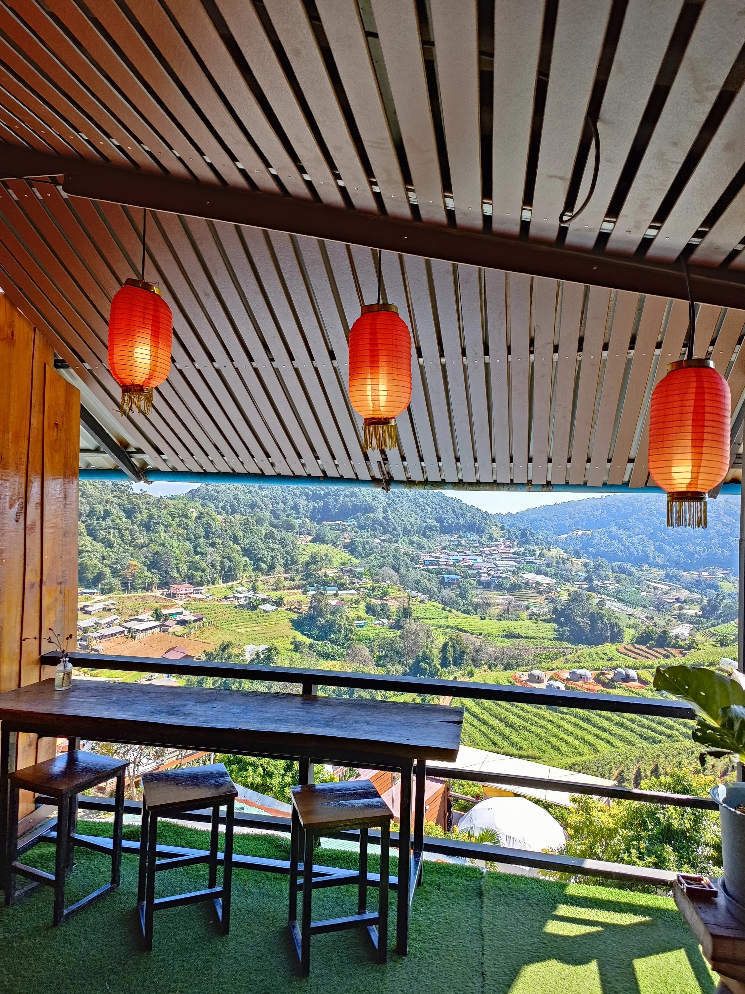 Paddy field mountain cafe view chiang mai