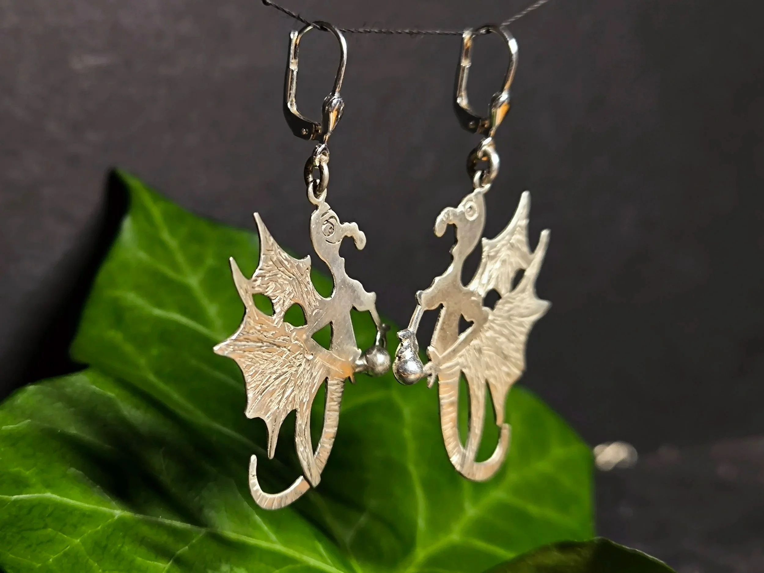 Fabelwesen, Ohrhänger, Drache, Silber, Unikatschmuck