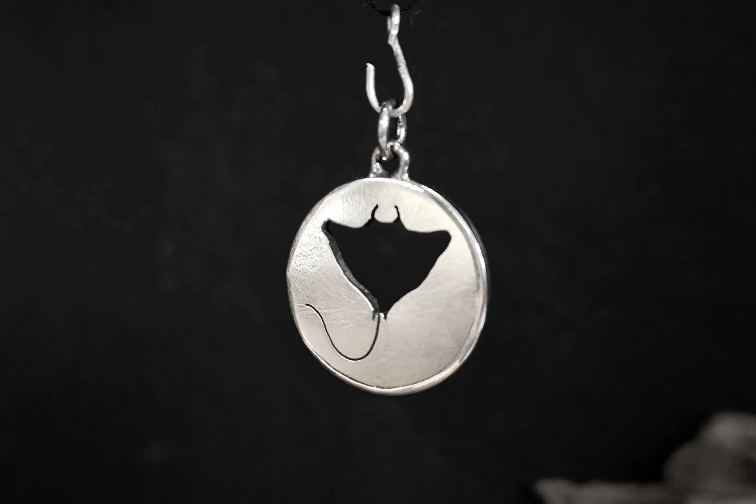 Silberrochen, Rochen, Kettenanhänger, Silber, Unikat