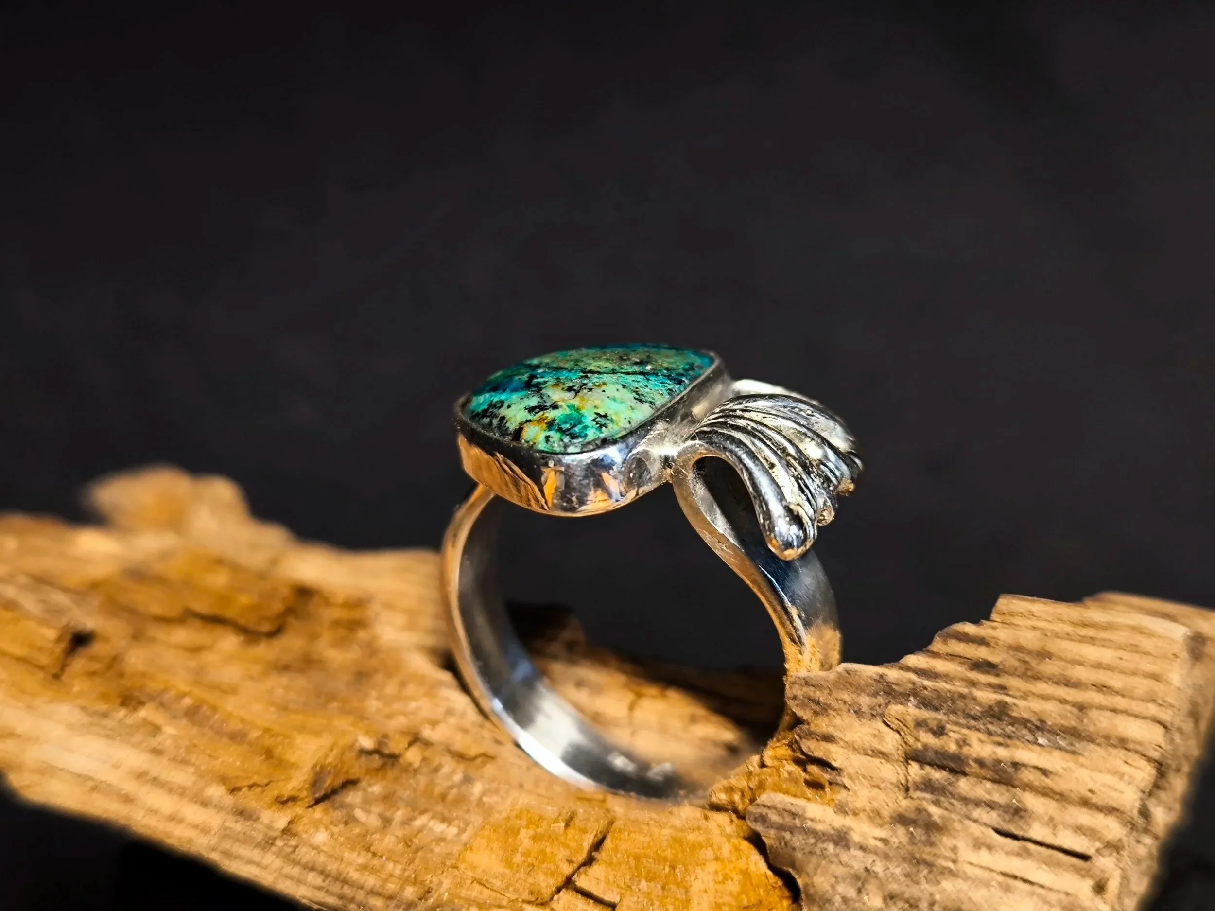 Malachit-Azurit, individuelle Ringe, Silberschmiede Eigen-Art