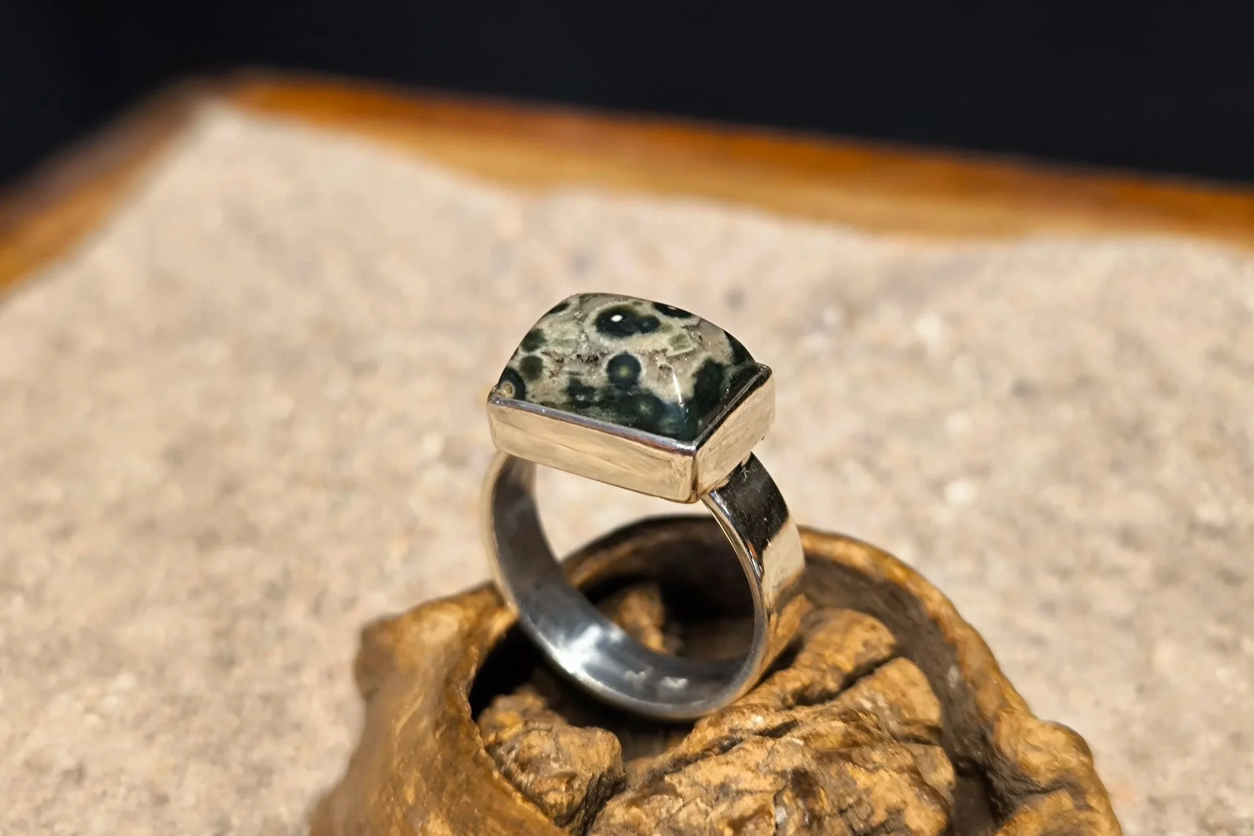 Ozean-Jaspis Silberring, Silberschmiede-Eigen-Art