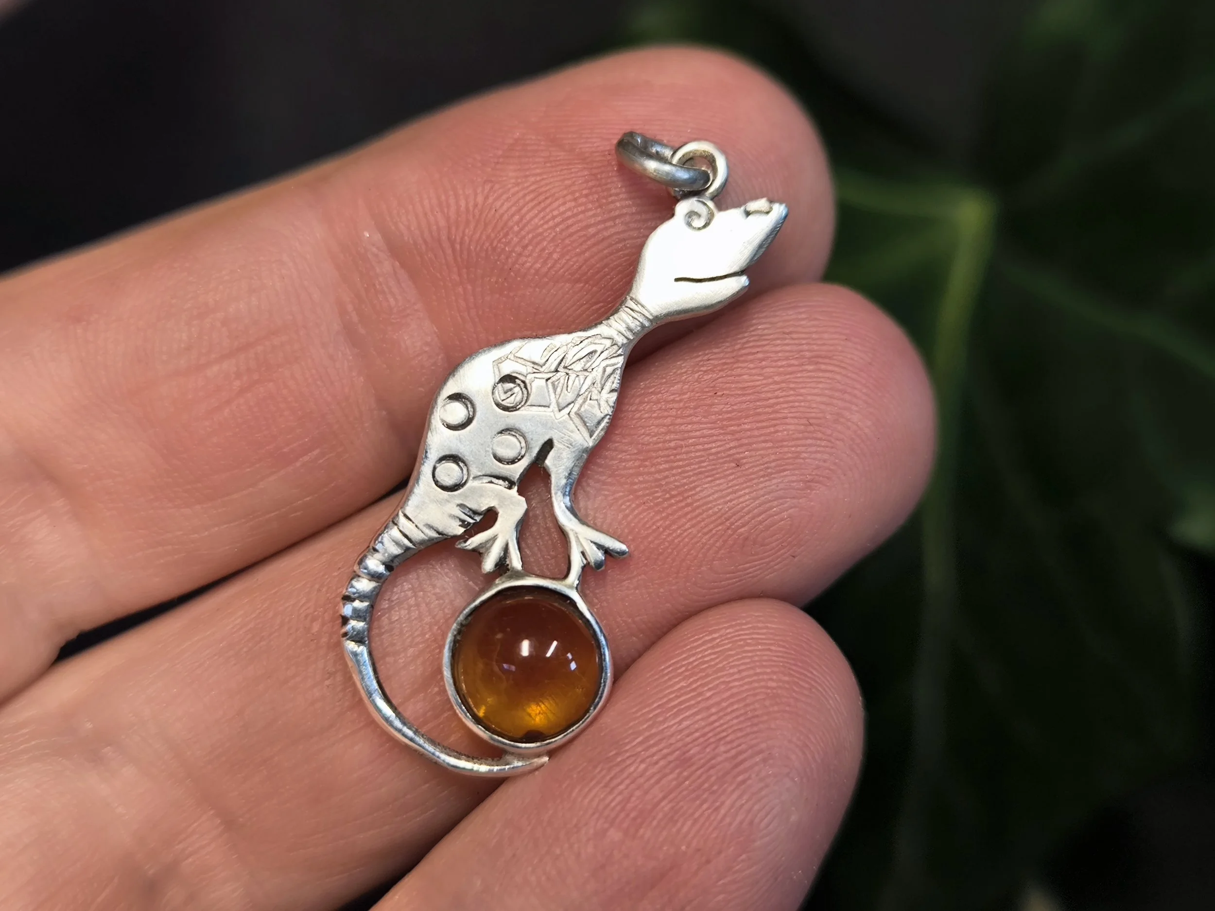 Silber Anhänger, Kinder, Bernstein, Unikat