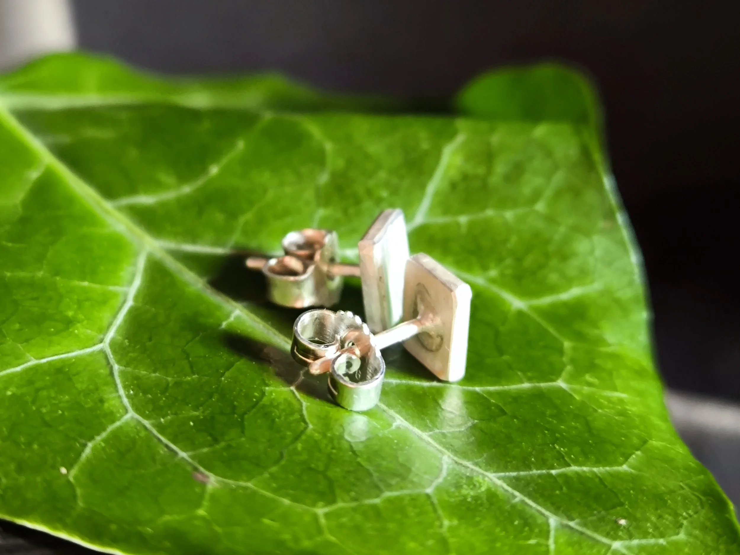 Ohrstecker, Silber, Rechteck, handgemacht