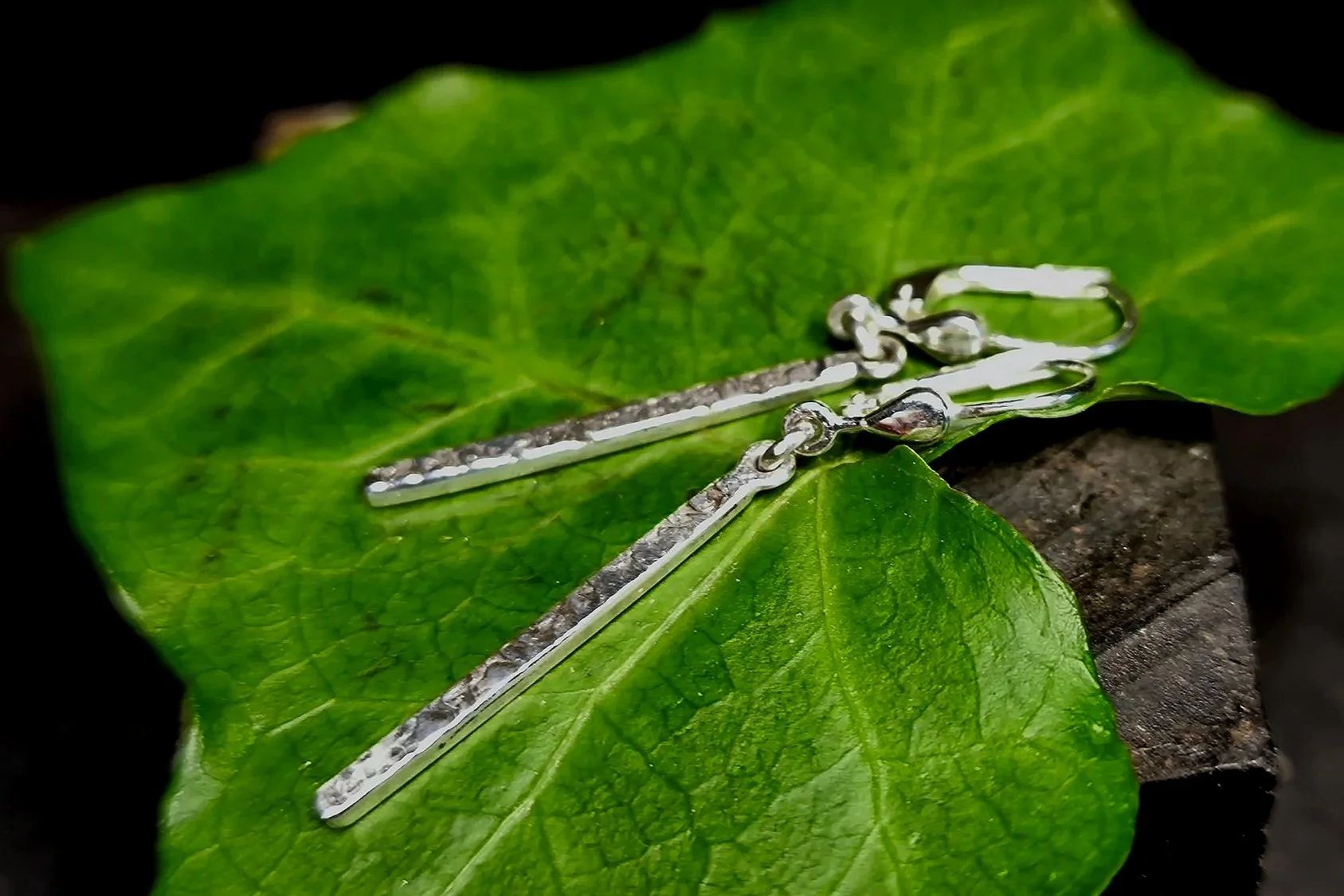 Ohrhänger, Silber, Stäbchen, beweglich, handgemacht