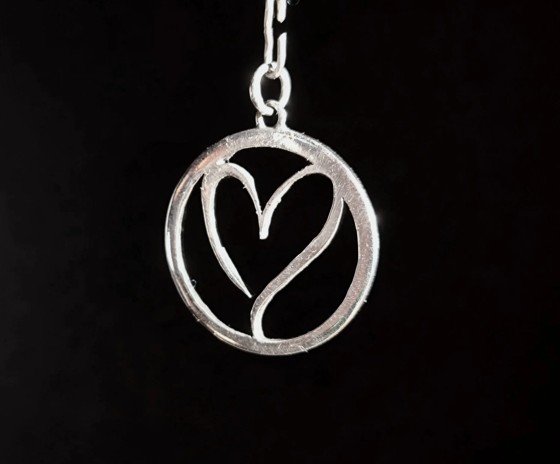 Kettenanhänger Silber Herz, Handarbeit