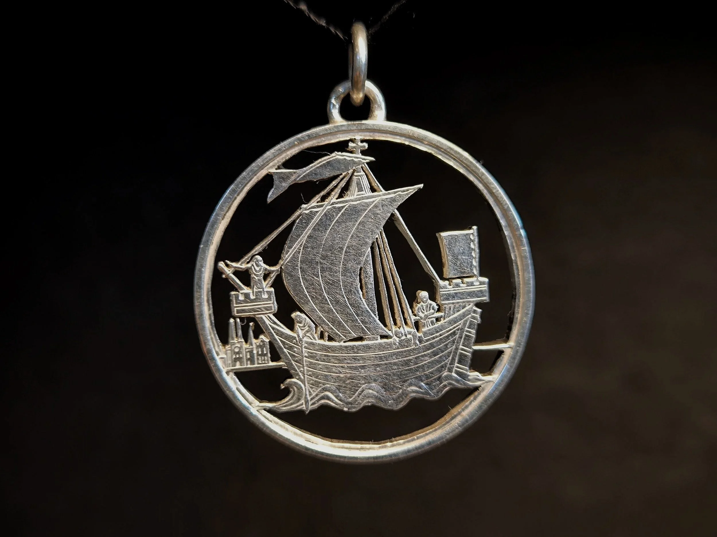 Hansekogge, Silberanhänger, handgemacht