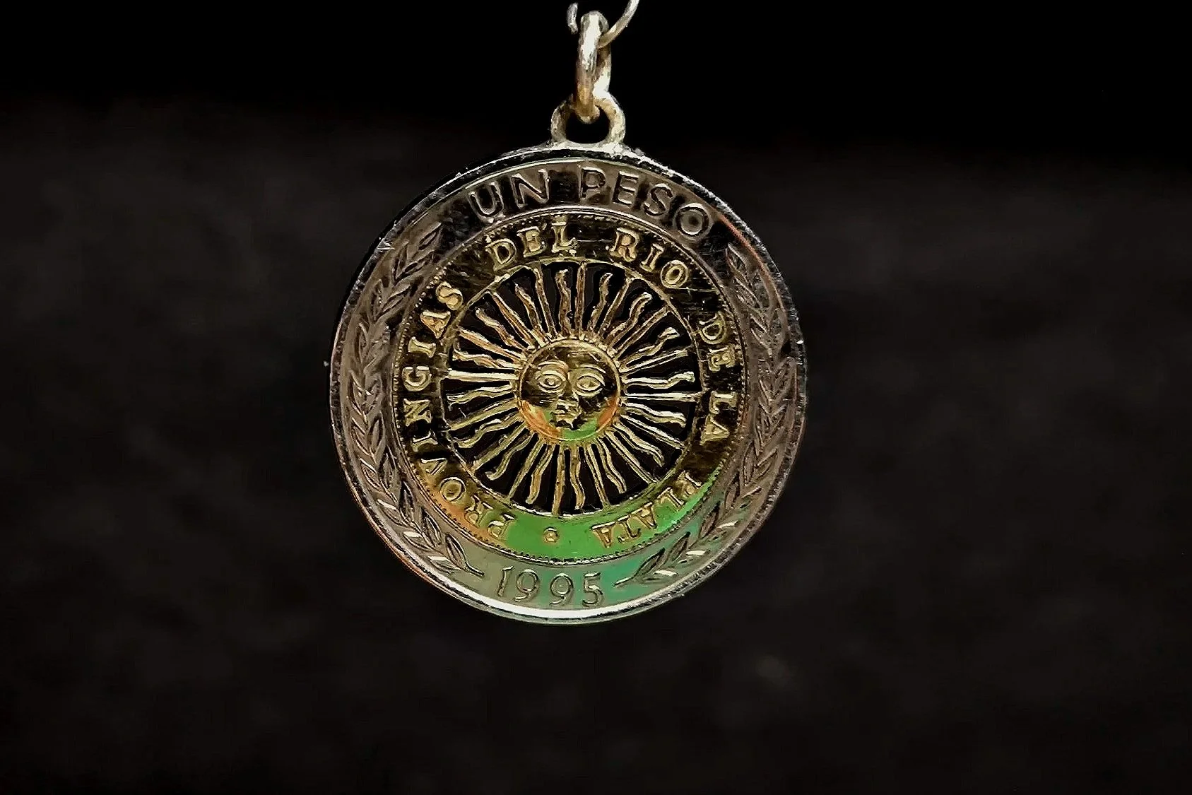 Kettenanhänger Sonne, 1 Peso Münze