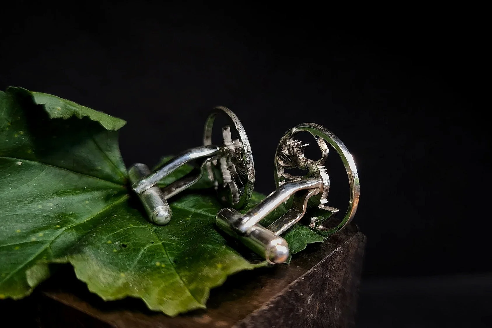 Manschettenknöpfe, Silber, Trommler, Unikat