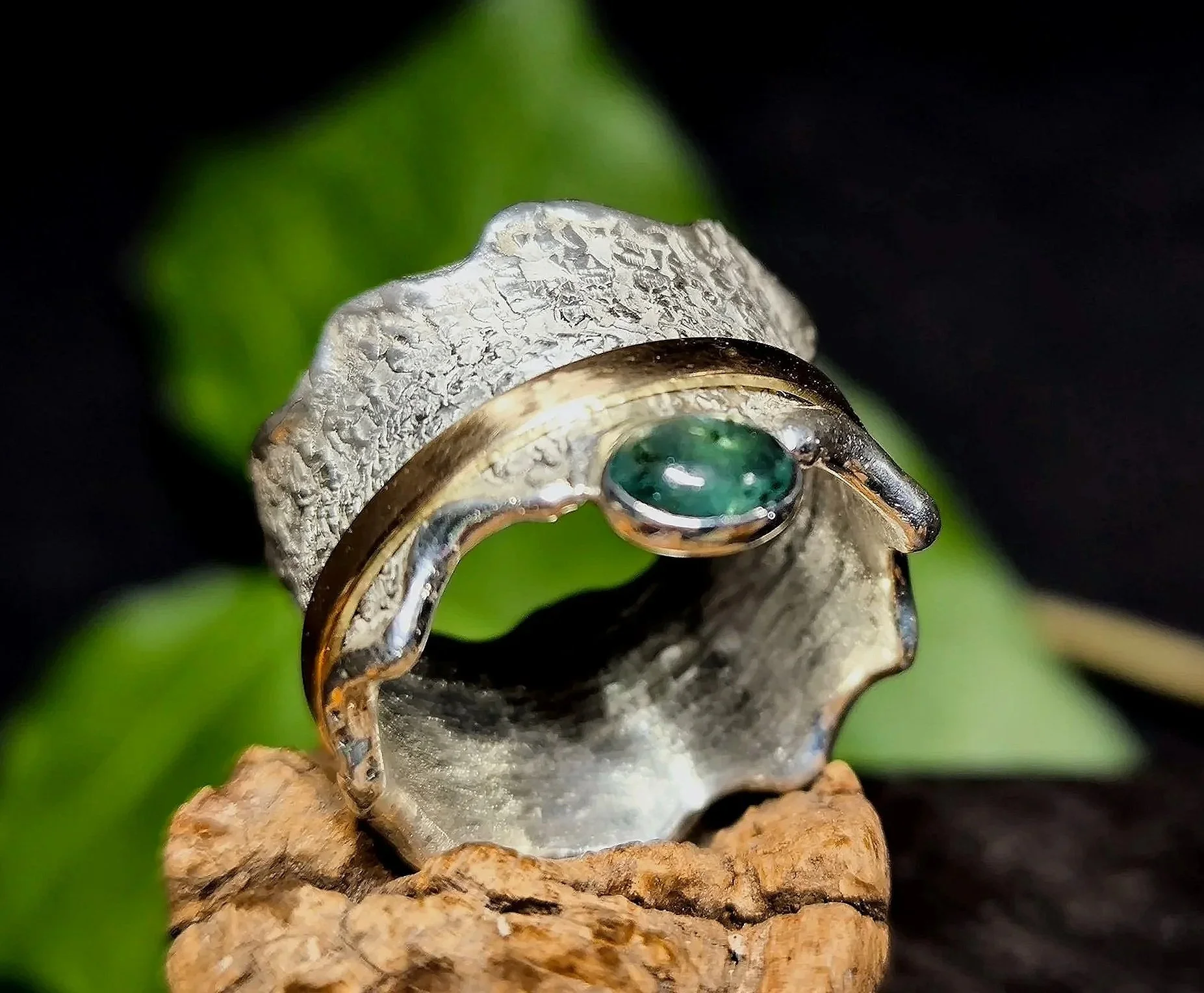 Silber-Gold-Drehring, Bicolor, Unikat, Ring im Ring