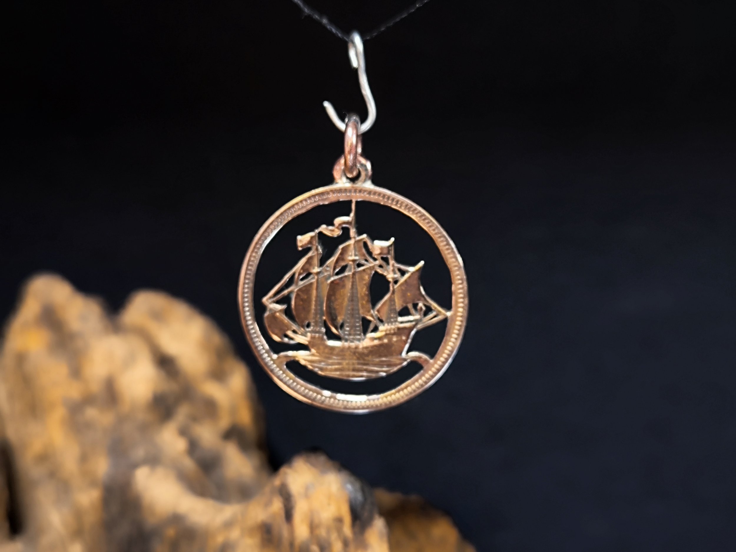 Segelschiff Half Penny.ausgesägte Münze